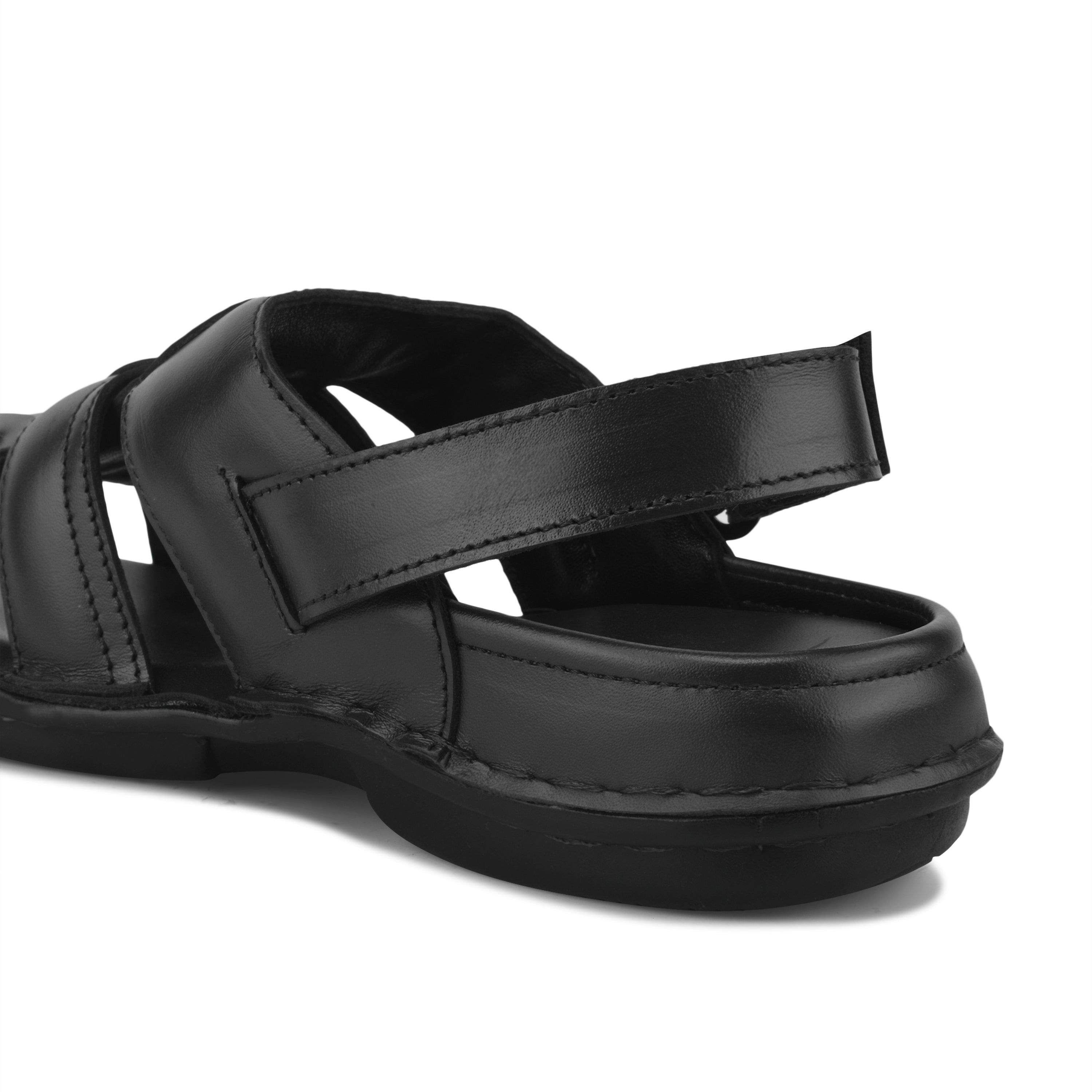 SD01 - Men’s Black Premium Leather Comfort Backstrap Sandals