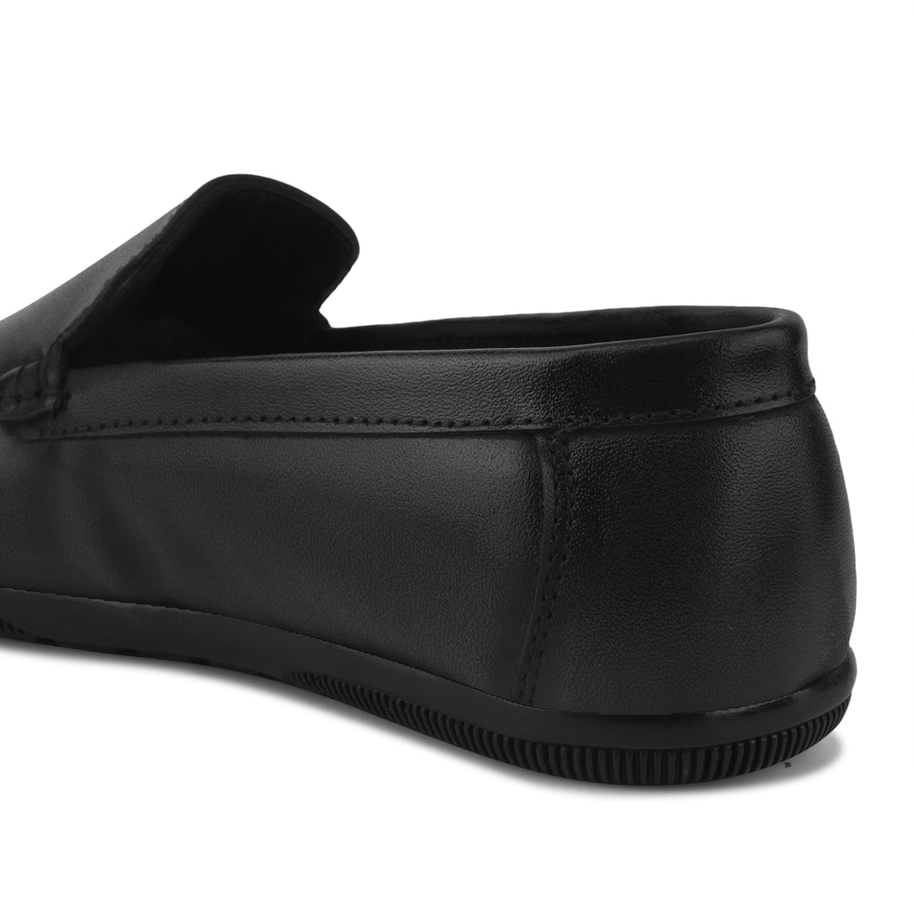 LF02 - Men’s Premium Black Leather Slip-On Loafers