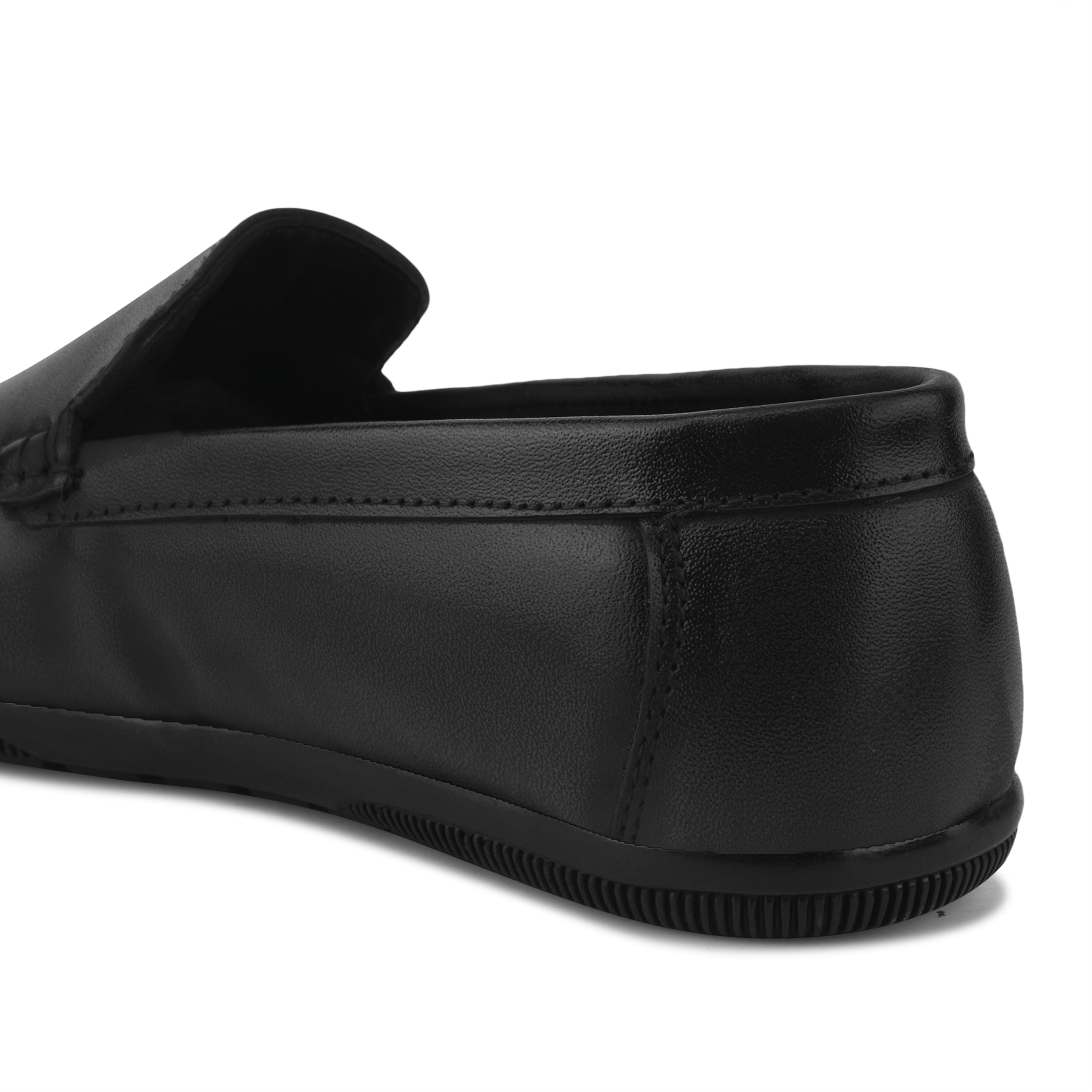LF02 - Men’s Premium Black Leather Slip-On Loafers