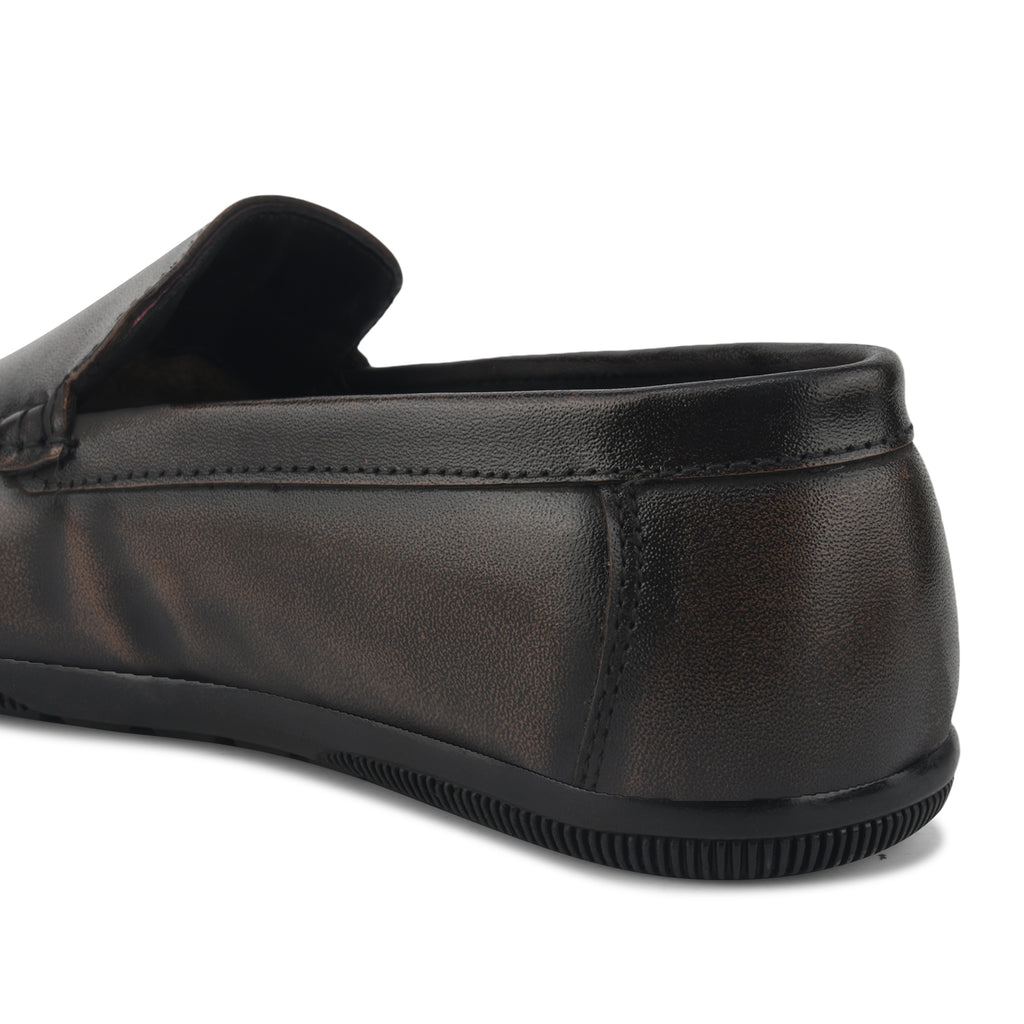 LF02-Men’s Premium Brown Leather Slip-On Loafers