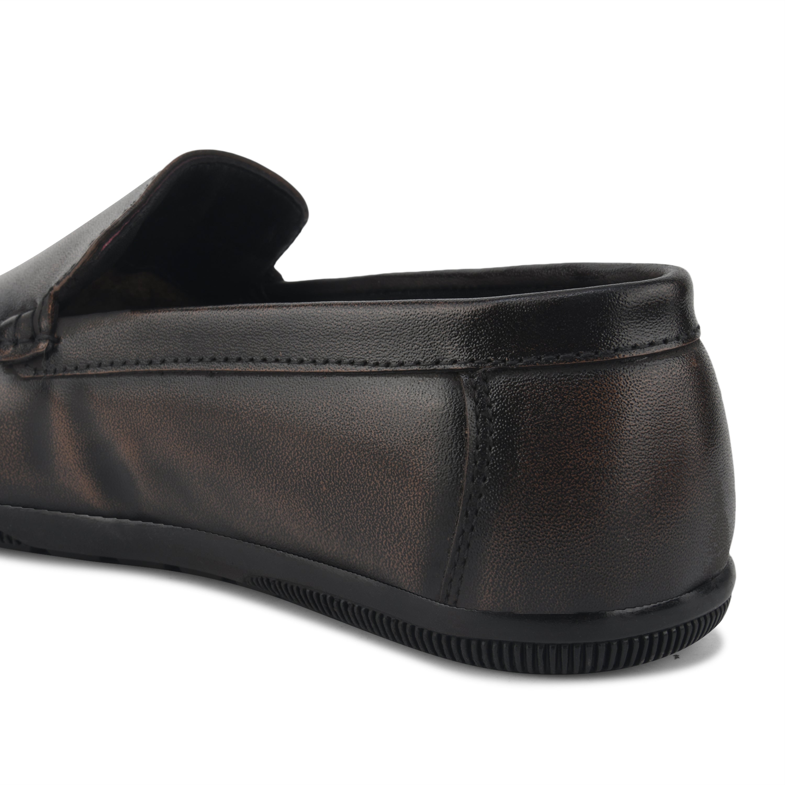 LF02-Men’s Premium Brown Leather Slip-On Loafers