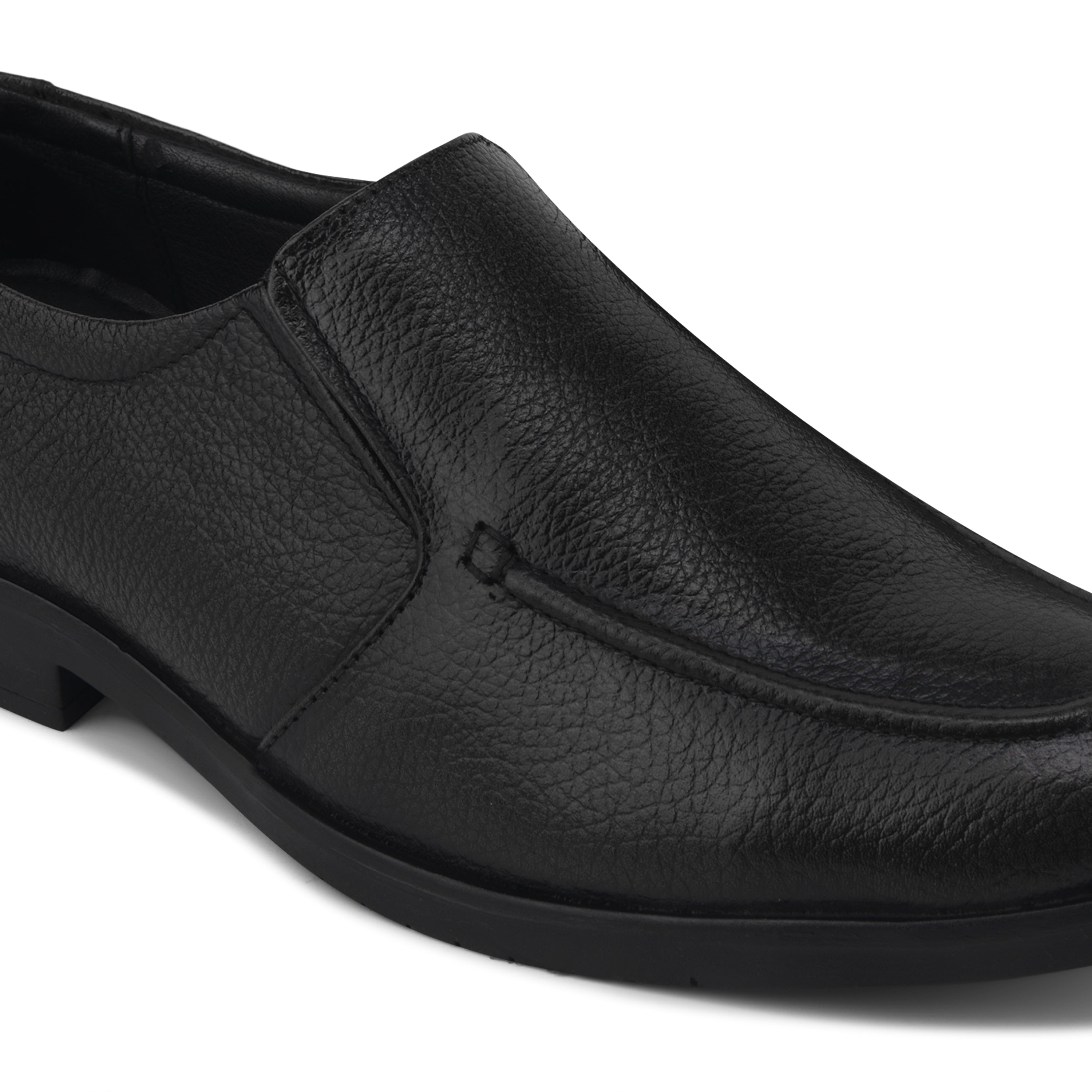 MC03 - Men’s Premium Black Leather Slip-On Moccasin Shoes