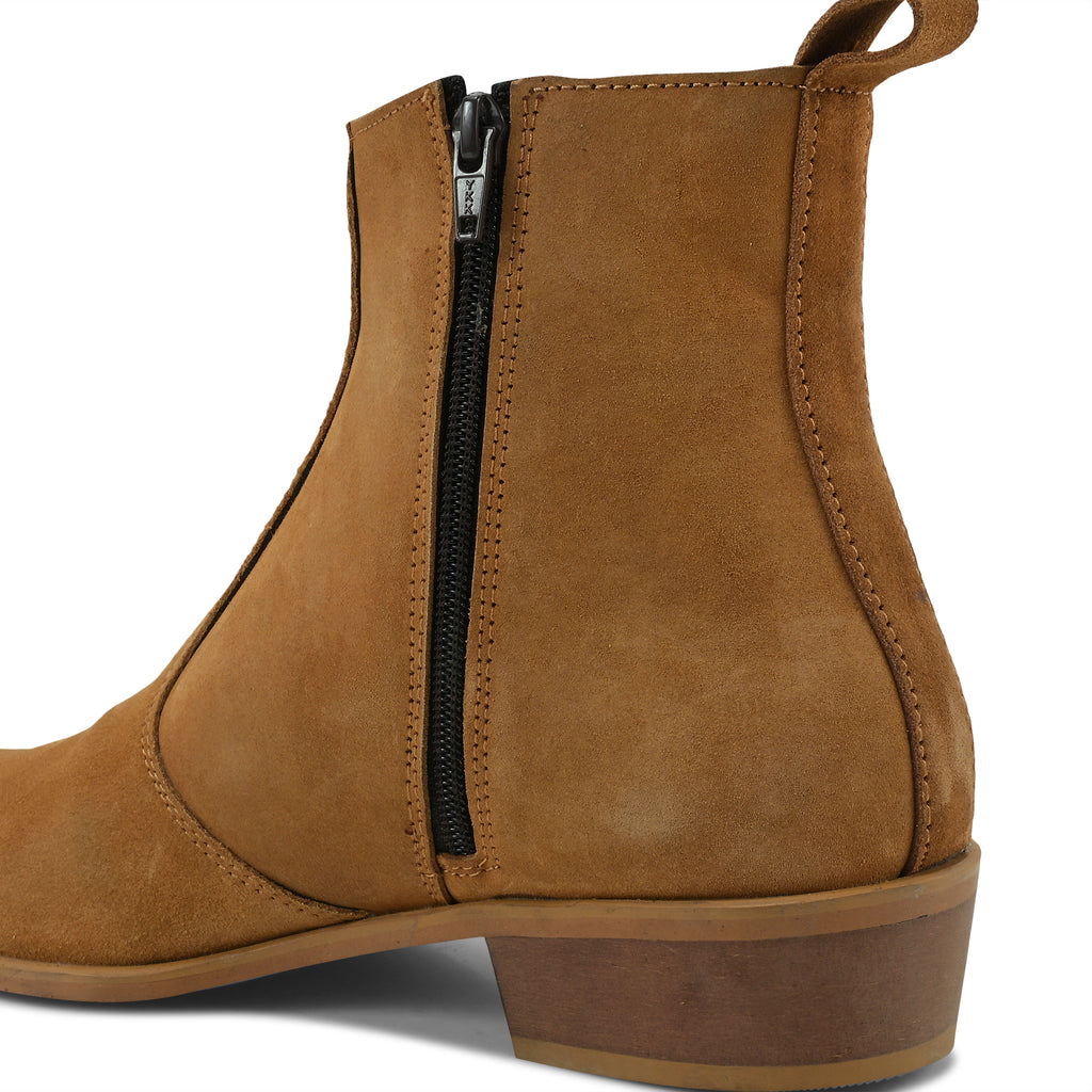 CL02 - Men’s Premium Tan Suede Chelsea Ankle Boots with Zip Closure - Sleek & Comfortable