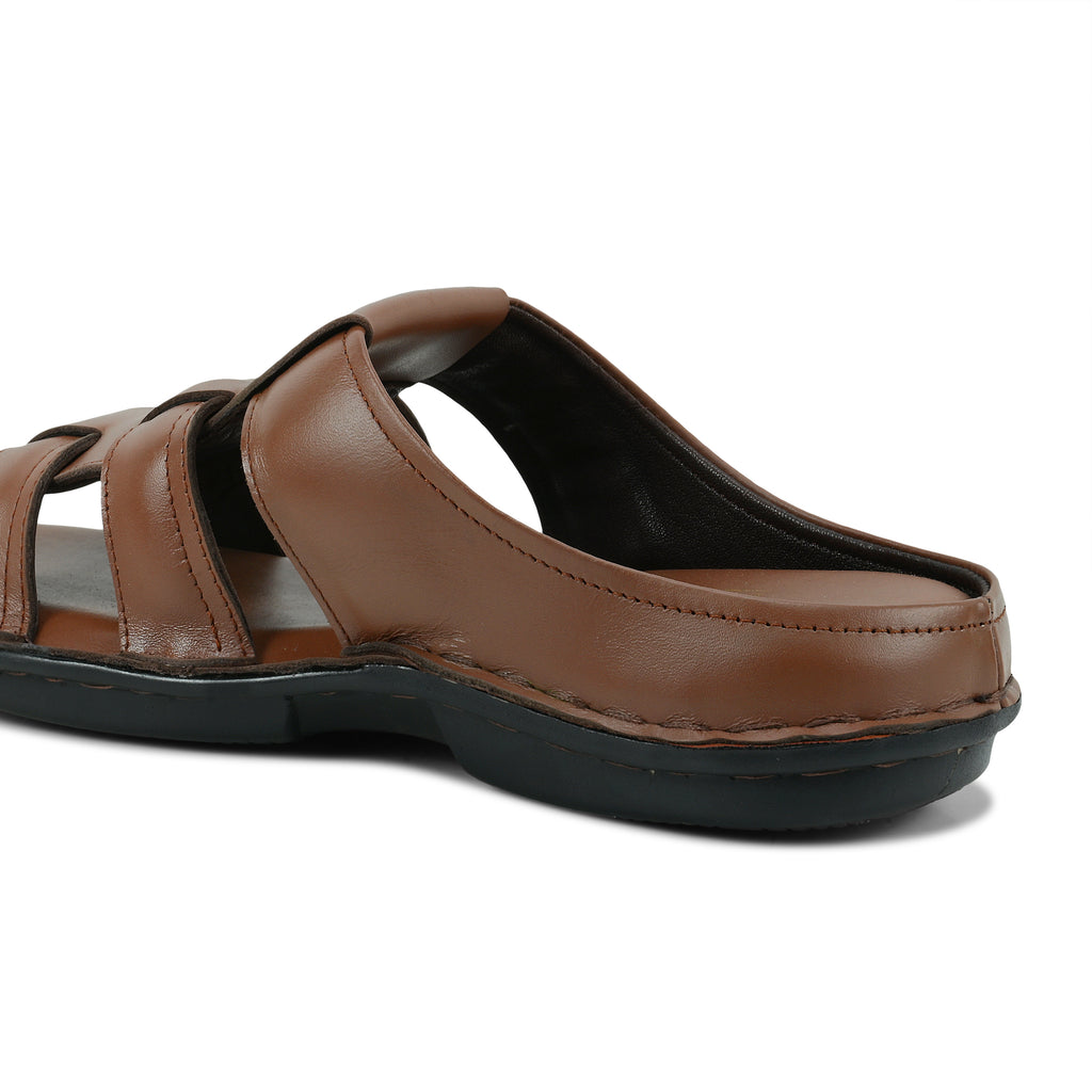 SP01 - Premium Brown Leather Everyday Slippers