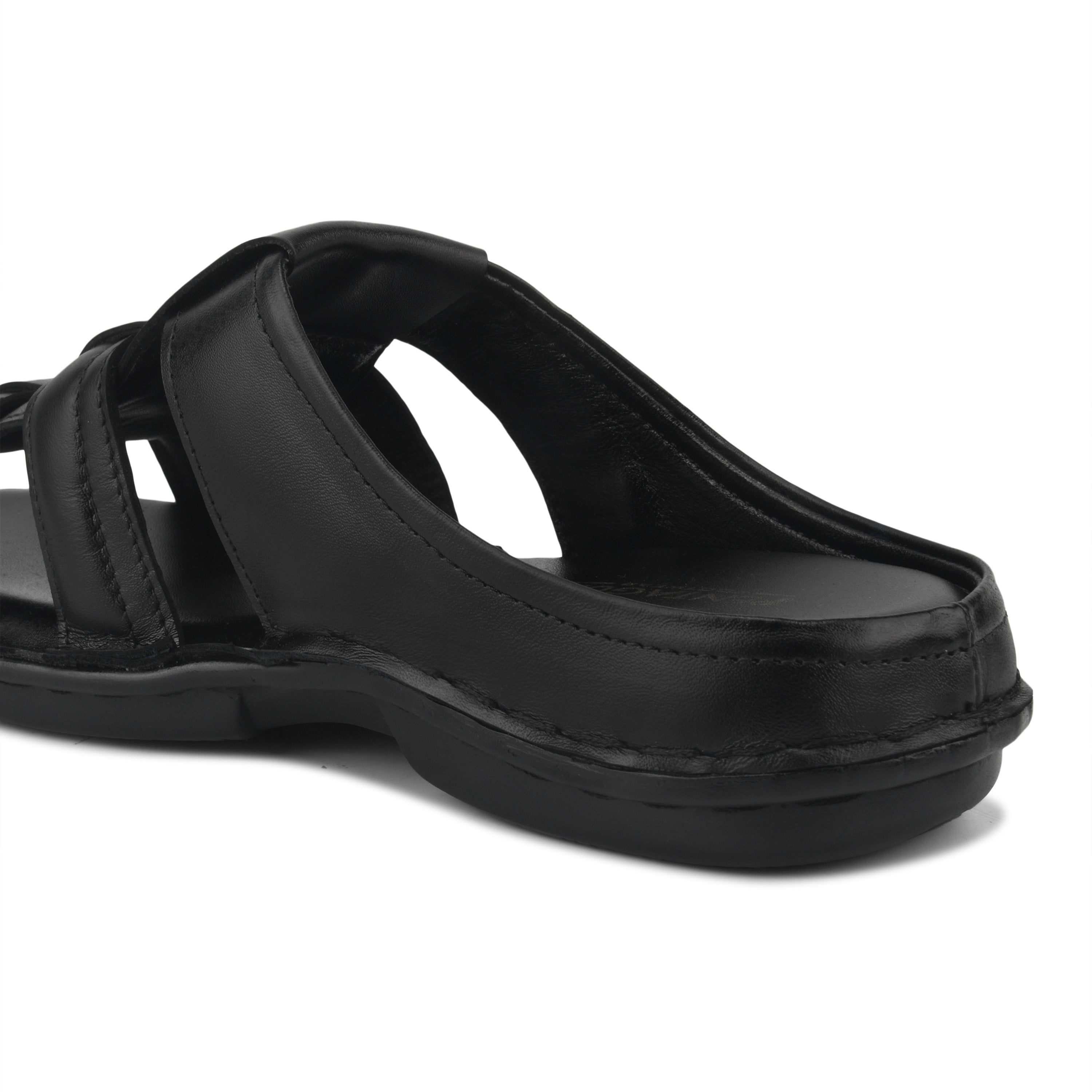 SP01 - Men’s Premium Black Genuine Leather Casual Slippers
