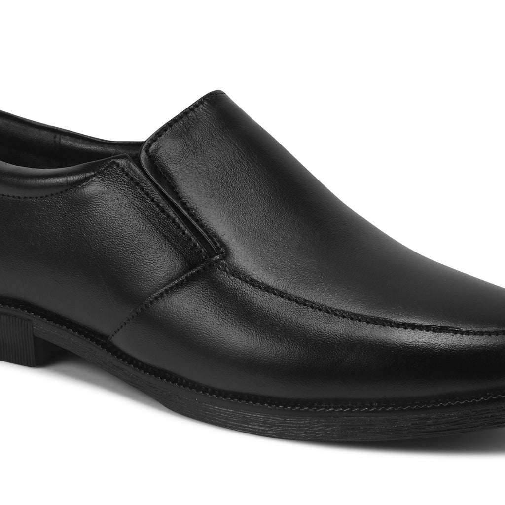 Pentagun Moccasin Men's Leather Slip-On Dress Shoes, Formal Business Moccasin | Black Genuine Leather | MC01