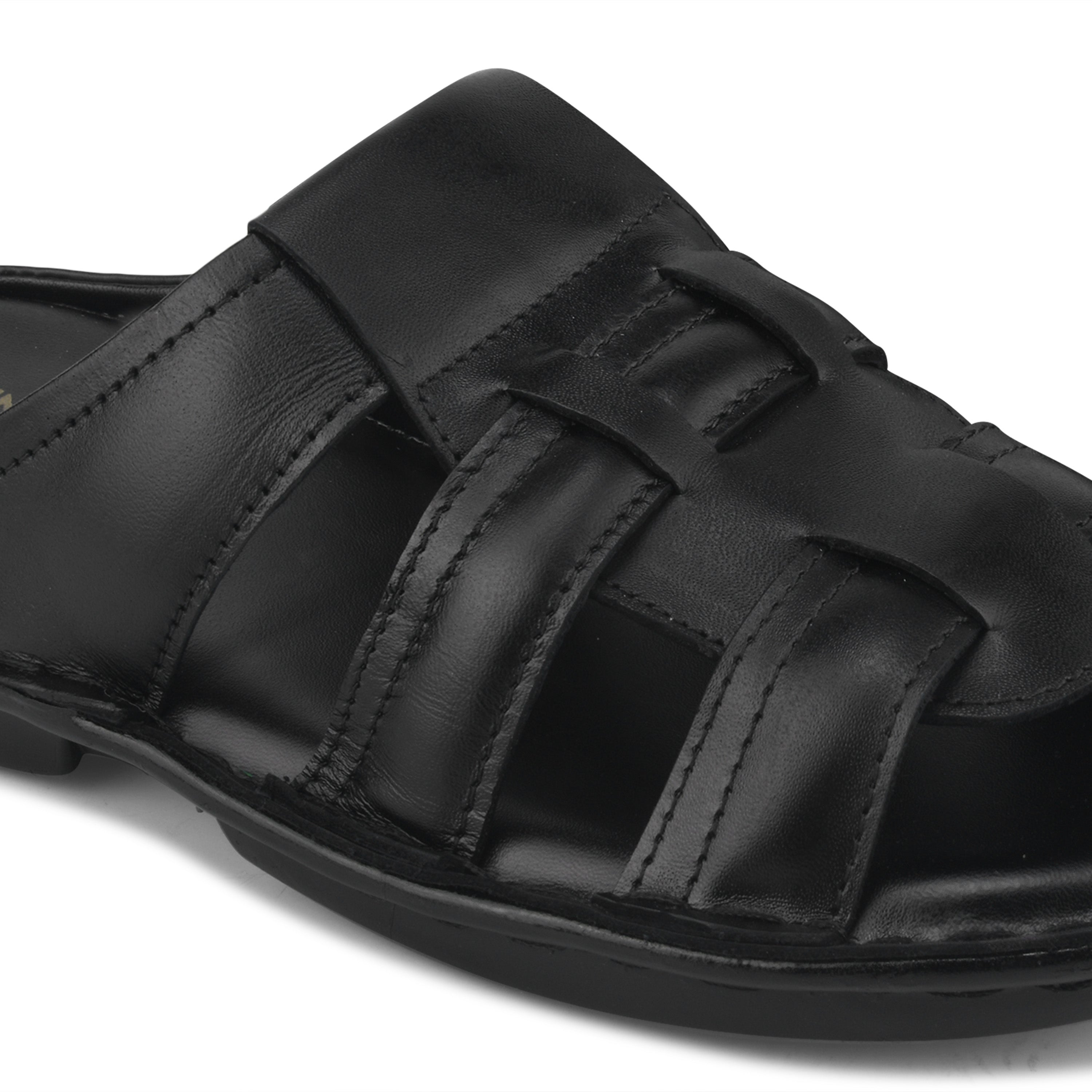 SP01 - Men’s Premium Black Genuine Leather Casual Slippers