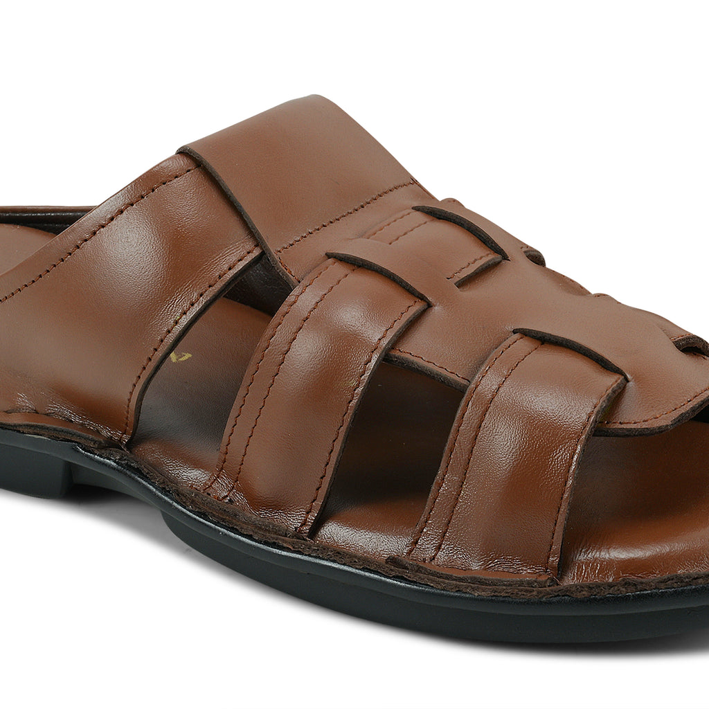 SP01 - Premium Brown Leather Everyday Slippers