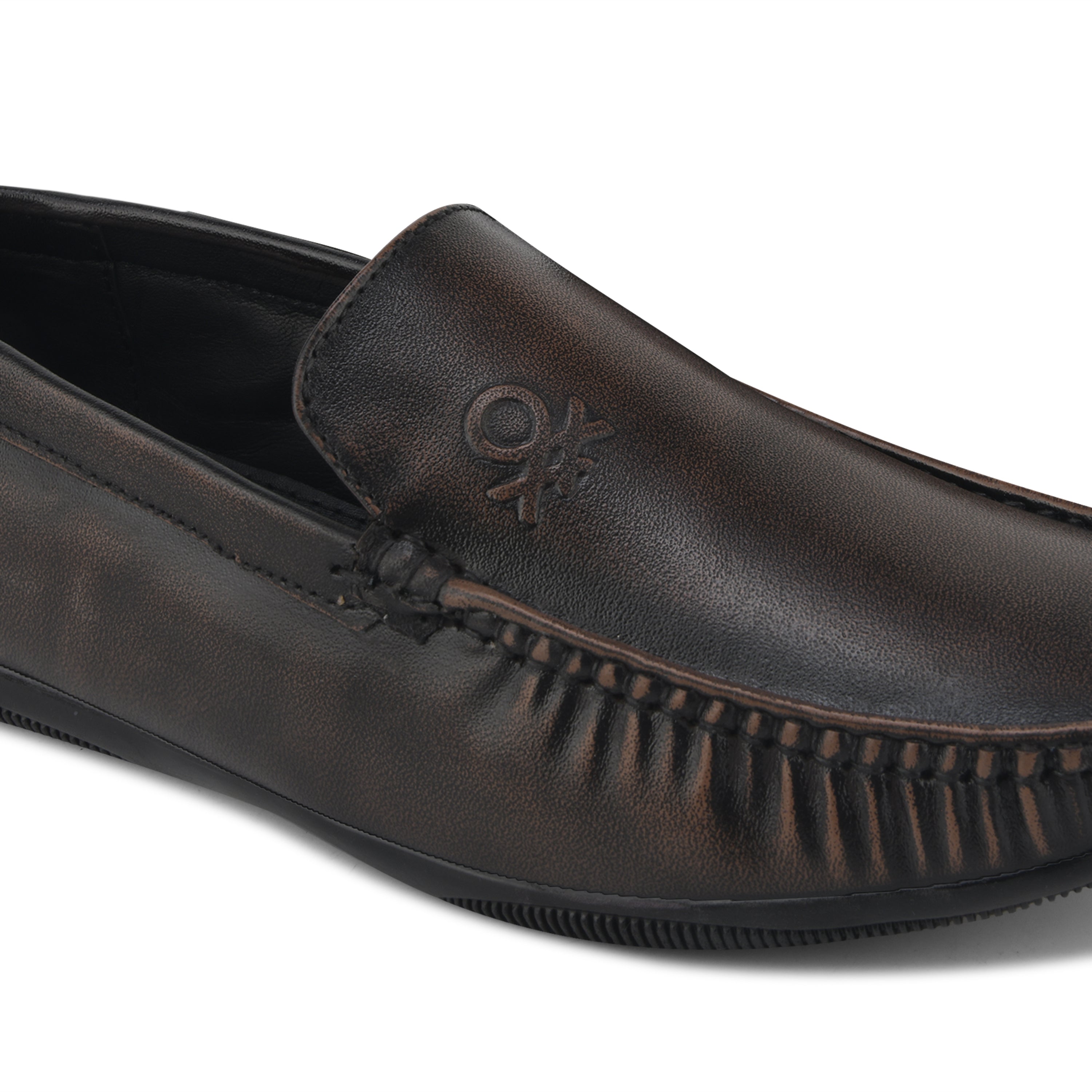 LF02-Men’s Premium Brown Leather Slip-On Loafers