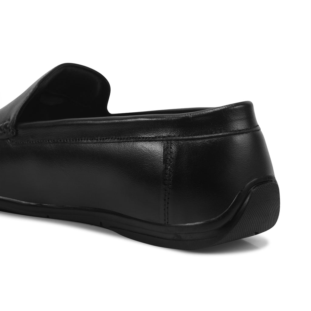 Loafers Men's Leather Slip-On | Moccasin style driving shoes | Black Genuine Leather | LF01