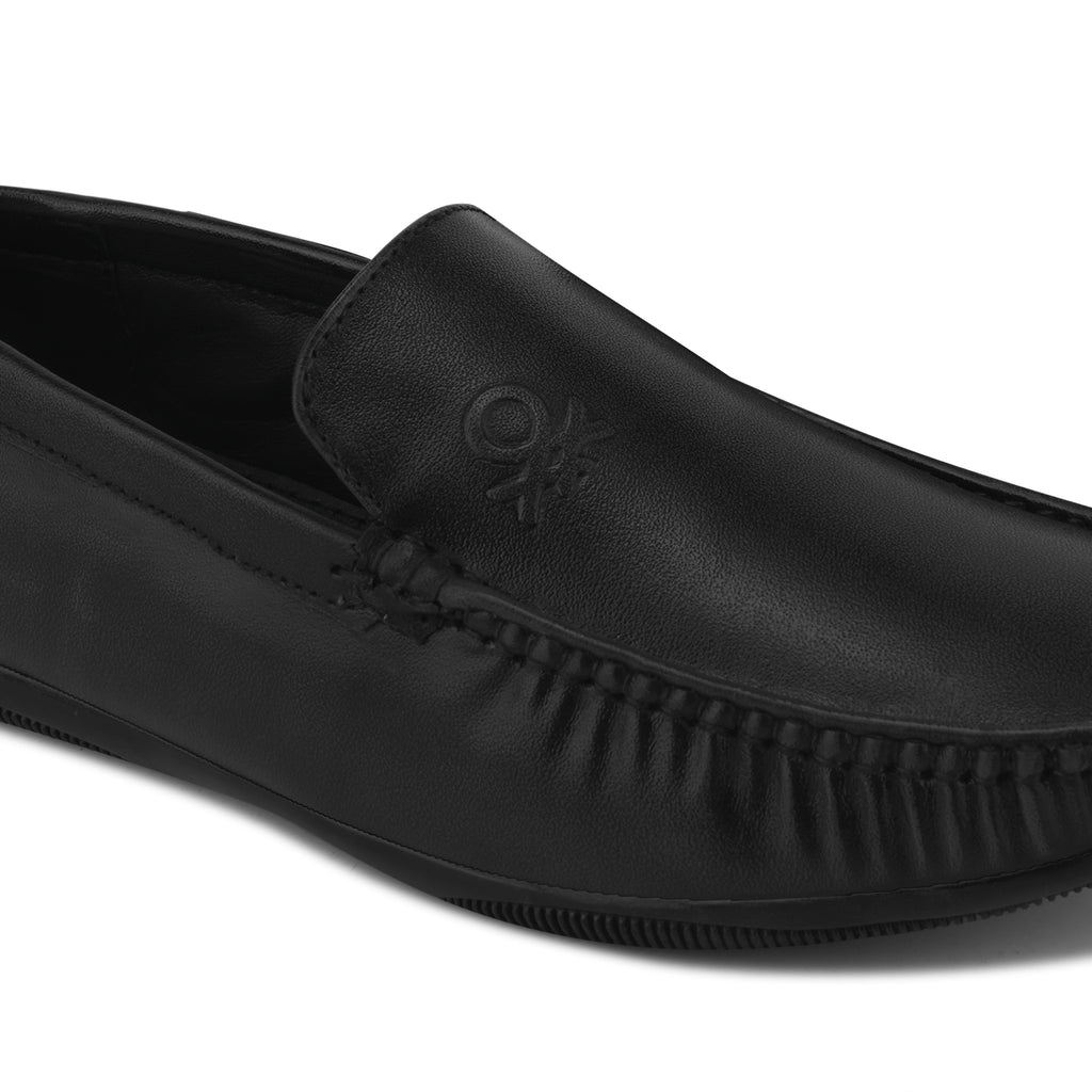 LF02 - Men’s Premium Black Leather Slip-On Loafers