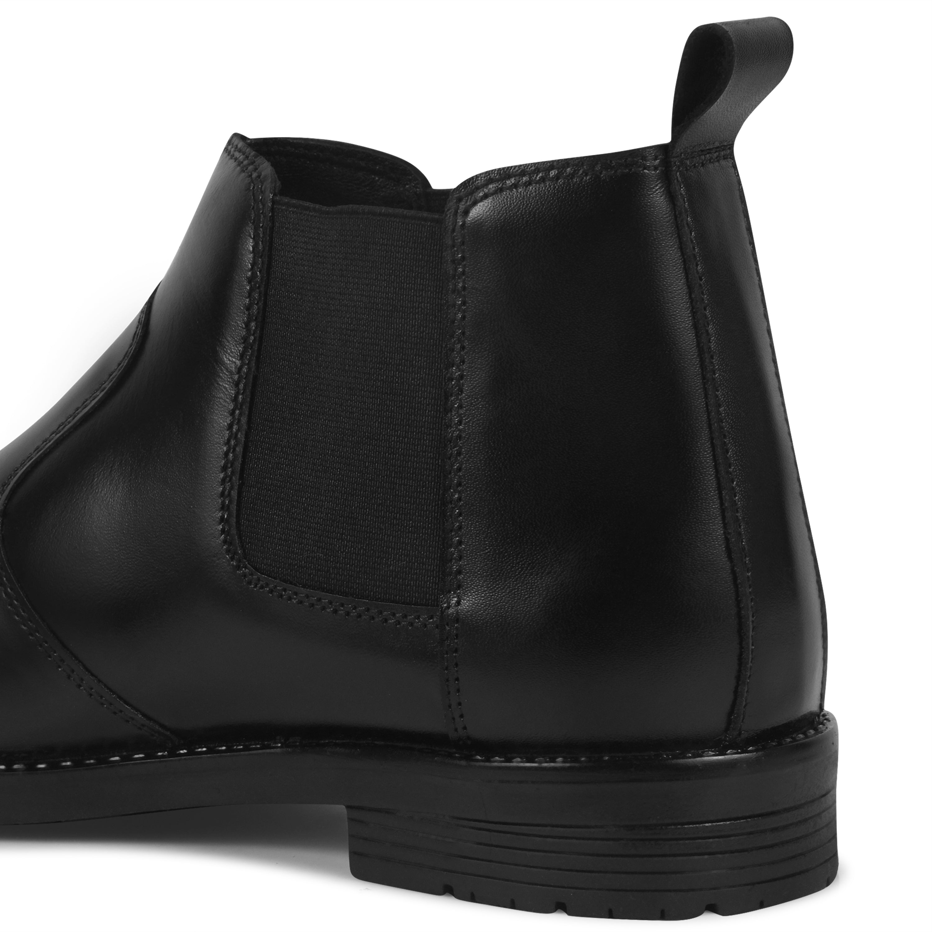 Pentagun Chelsea Men's Boots, Black Leather, Slip-On Ankle Boots with Elastic Side Panels | Genuine Leather CL01