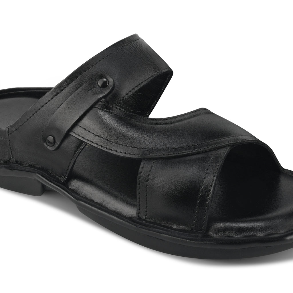 SP03 - Men’s Black Leather Everyday Comfort Slippers