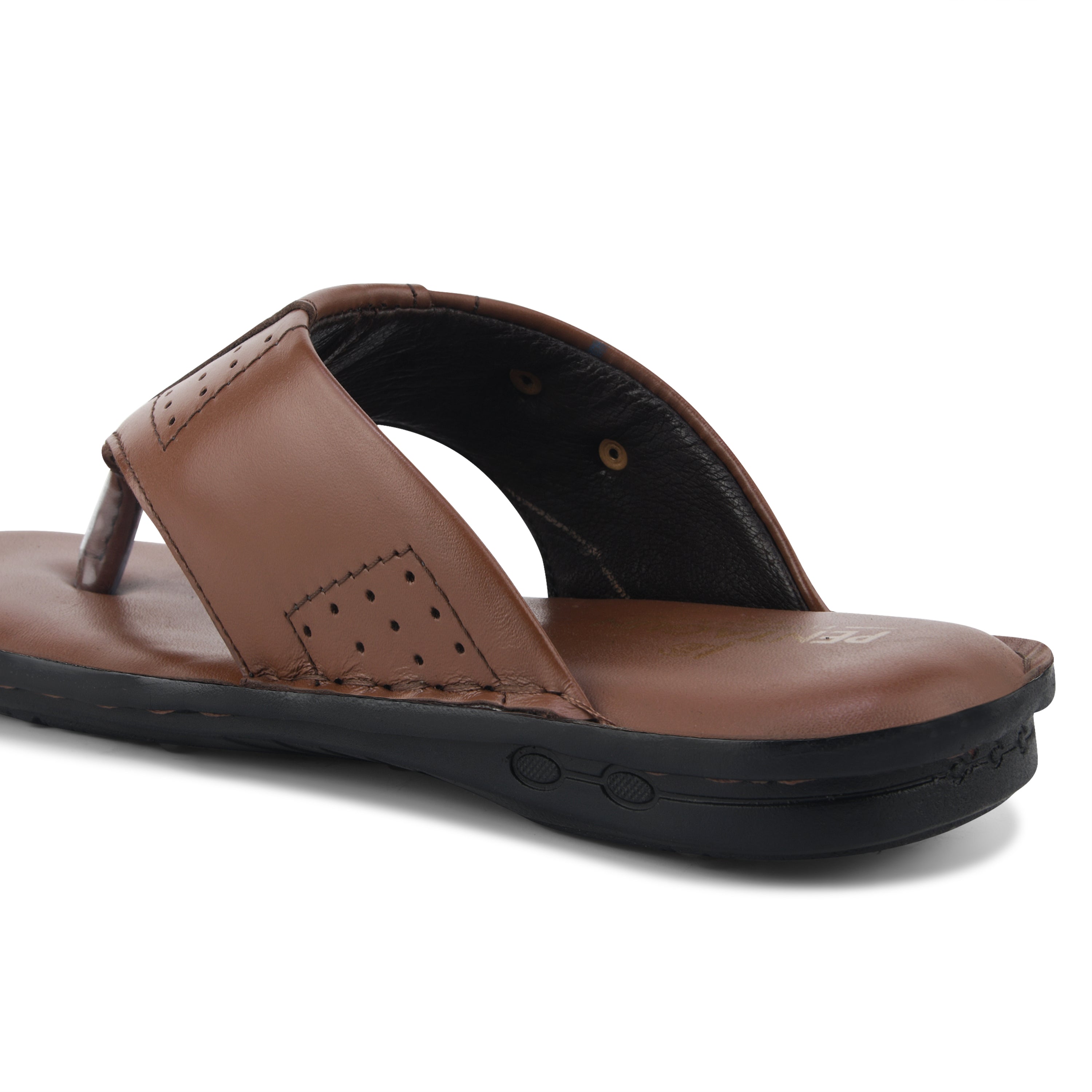 SP02 - Men’s Premium Brown Leather Toe-Post Slippers