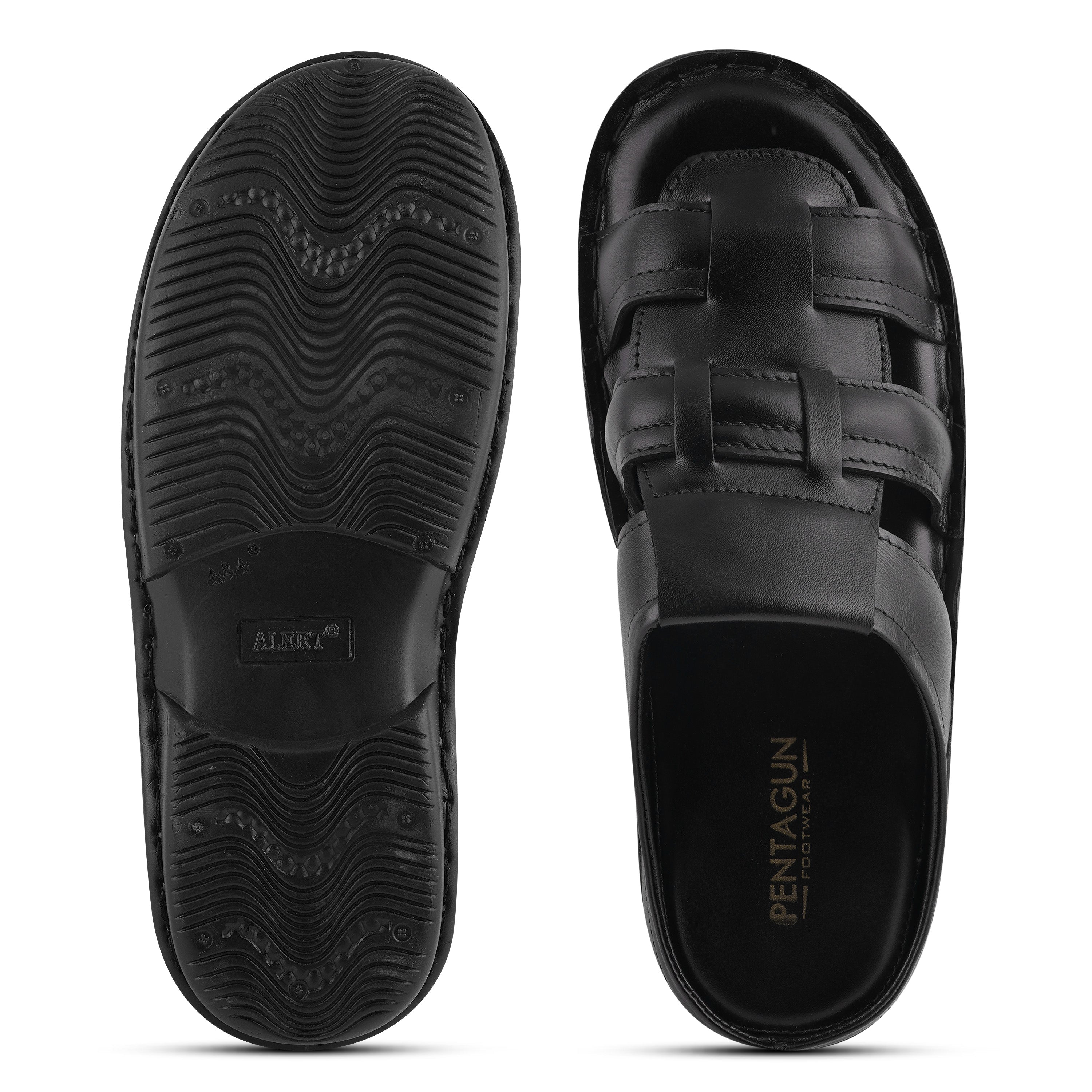SP01 - Men’s Premium Black Genuine Leather Casual Slippers