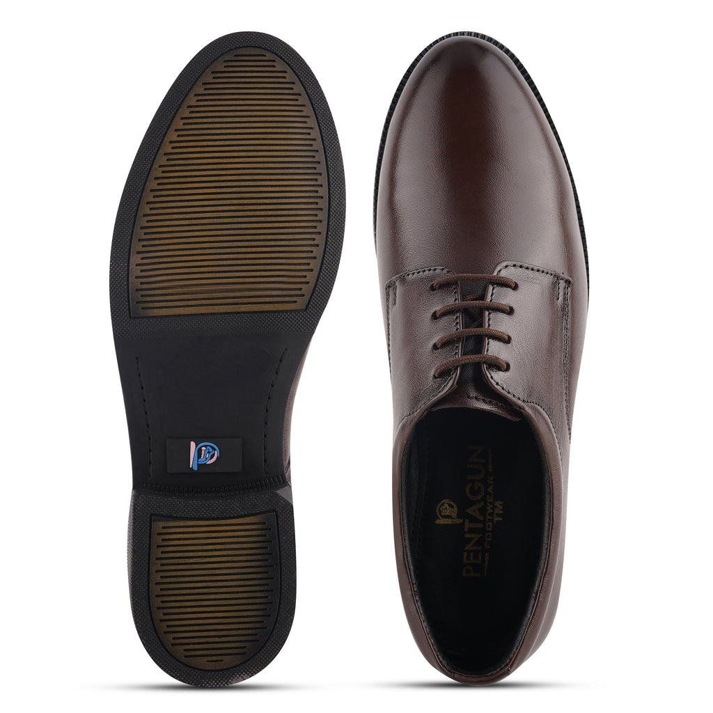 DB01 - Derby Men’s Genuine Leather Formal Shoes – Classic Brown Derby Office & Wedding Wear