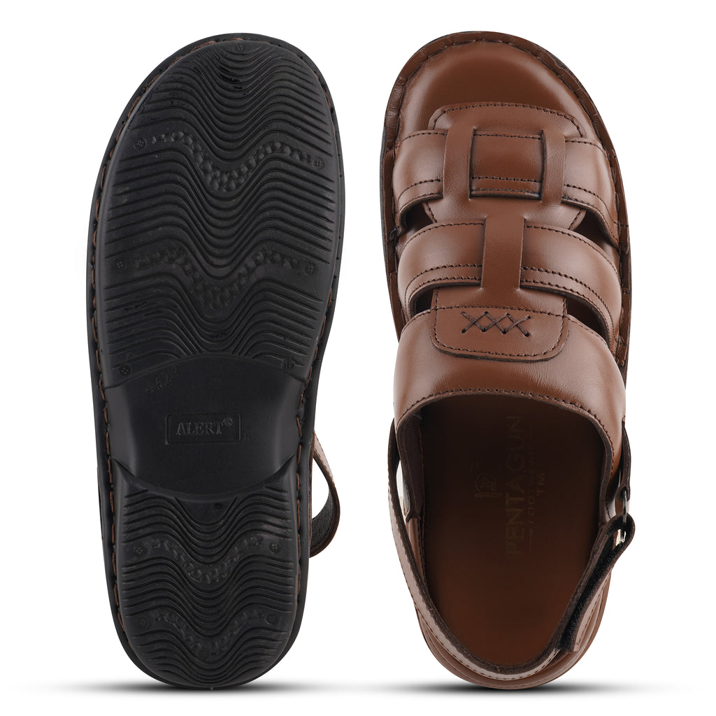 SD01 - Men’s Brown Leather Backstrap Casual Sandals