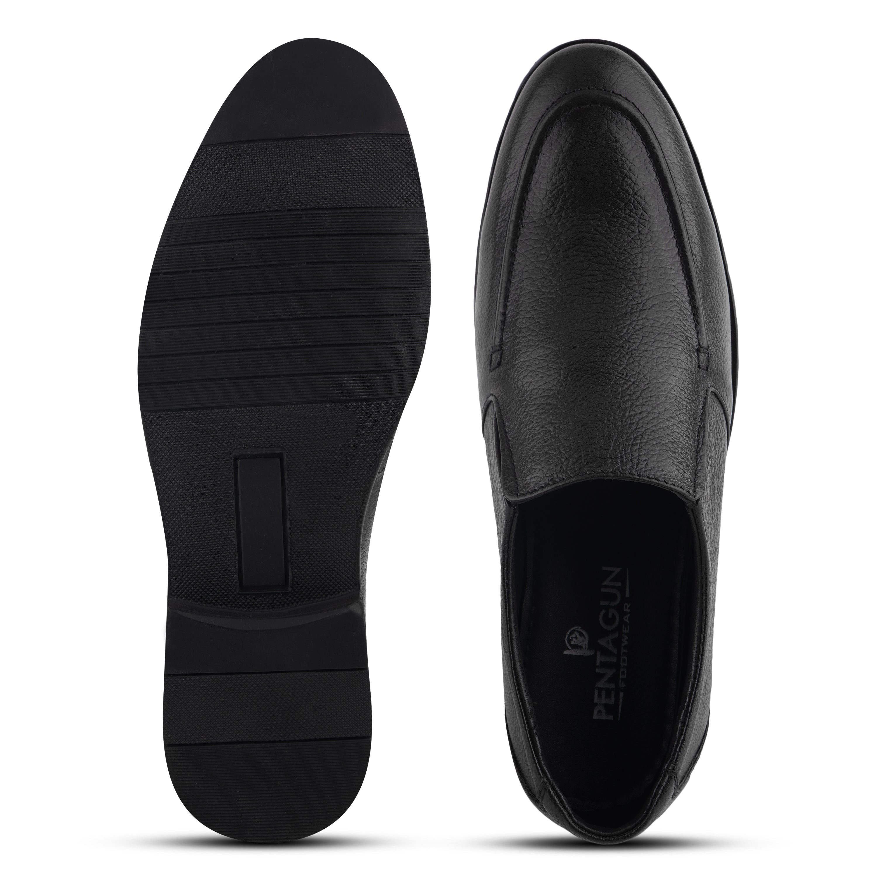 MC03 - Men’s Premium Black Leather Slip-On Moccasin Shoes