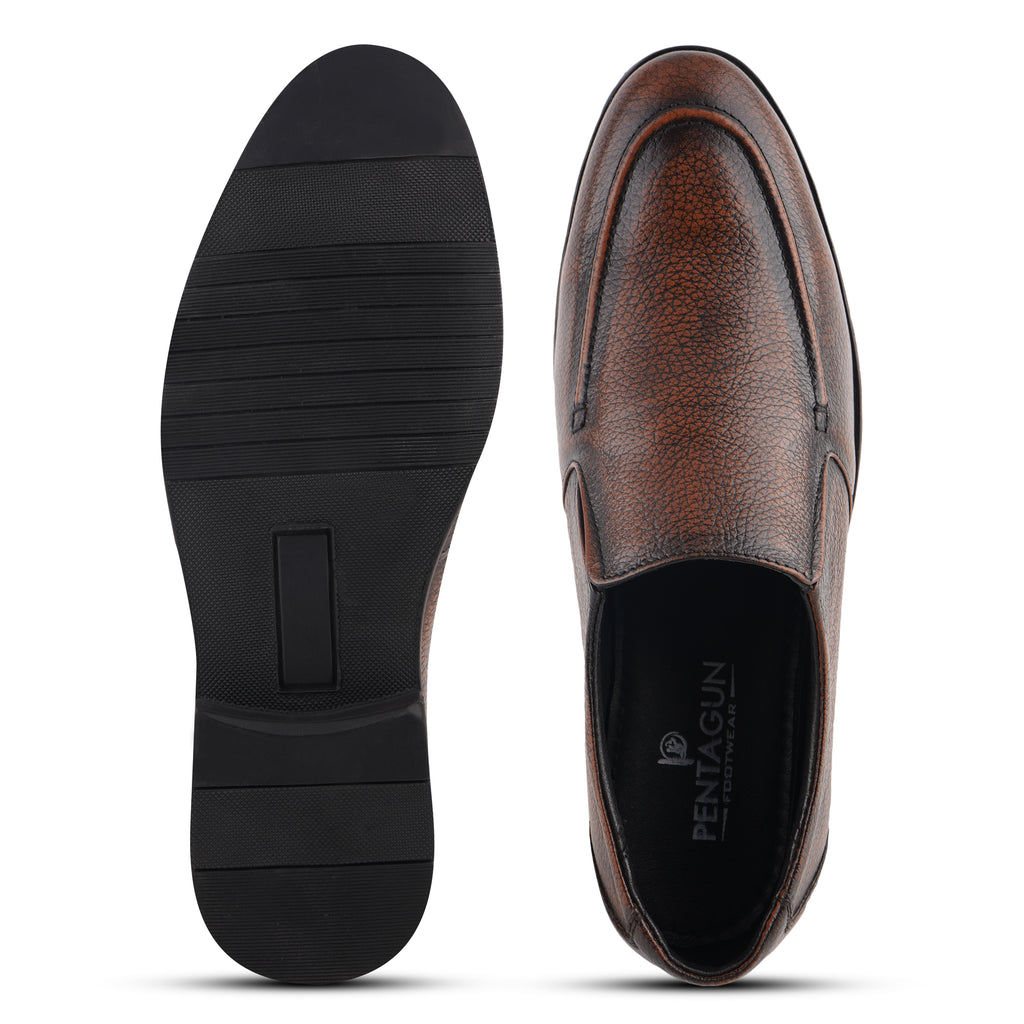 MC03 - Men’s Classic Brown Slip-On Moccasin Shoes for Office & Formal Wear