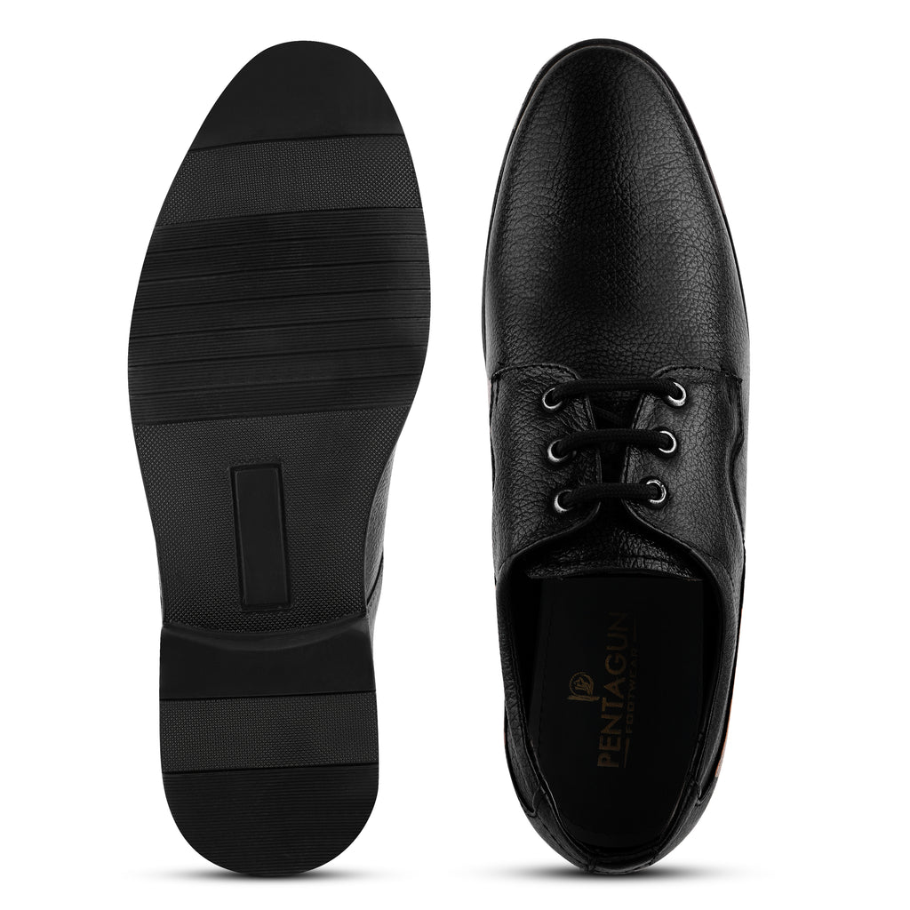 DB03 - Men’s Classic Black Leather Lace-Up Formal Shoes – Comfortable Business Office Dress Shoes for Work & Events
