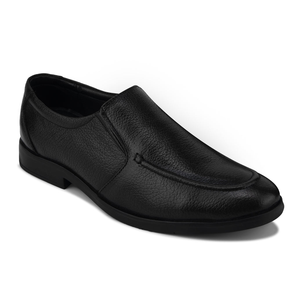 MC03 - Men’s Premium Black Leather Slip-On Moccasin Shoes