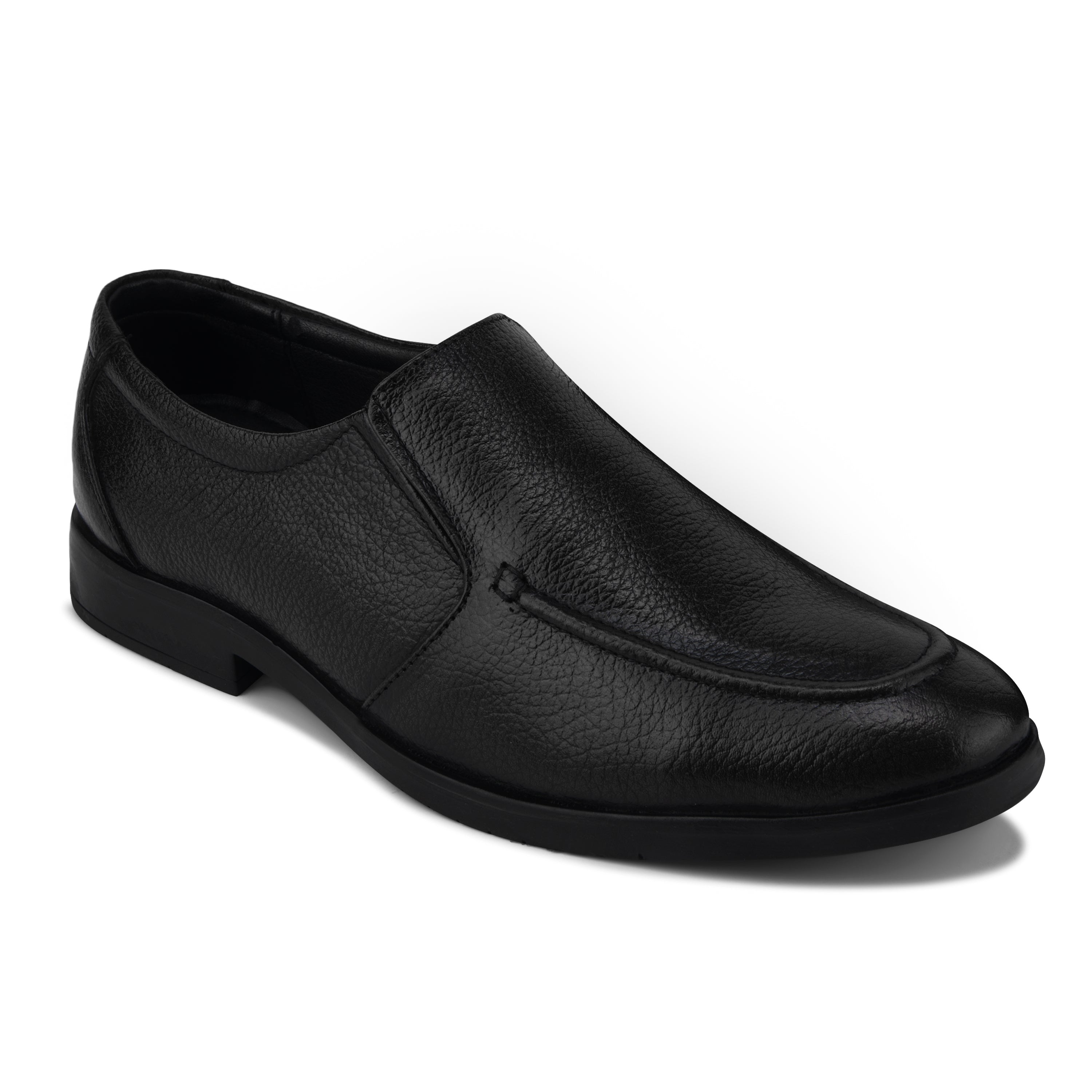 MC03 - Men’s Premium Black Leather Slip-On Moccasin Shoes