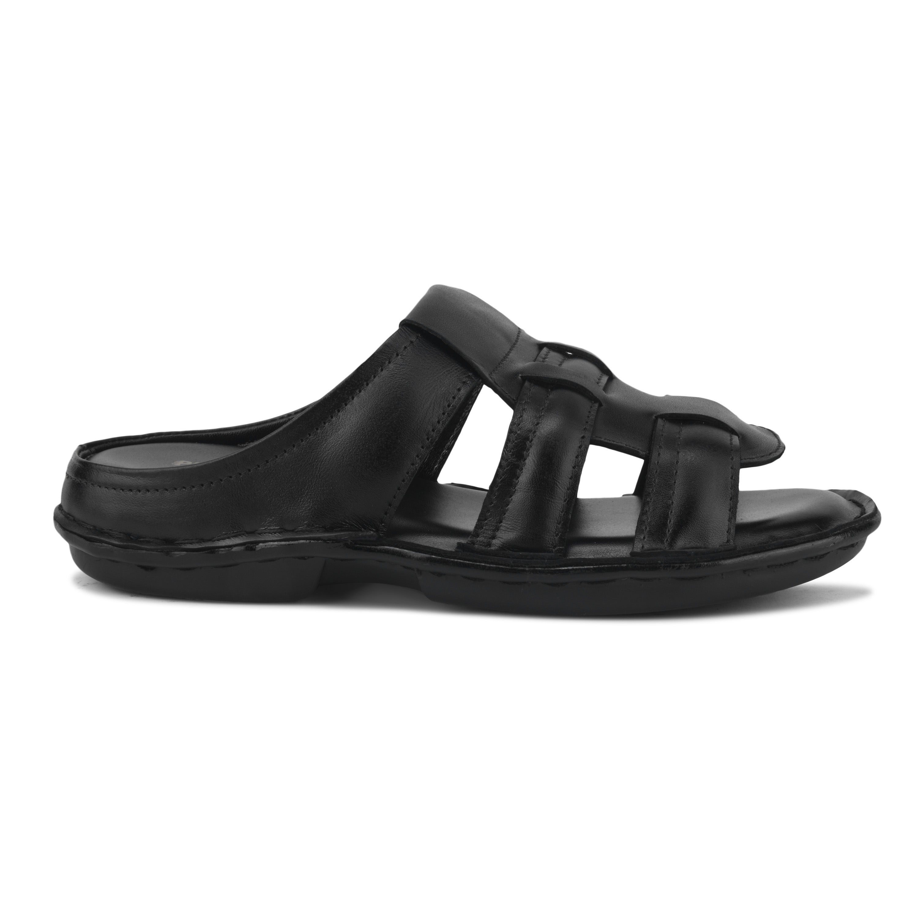 SP01 - Men’s Premium Black Genuine Leather Casual Slippers