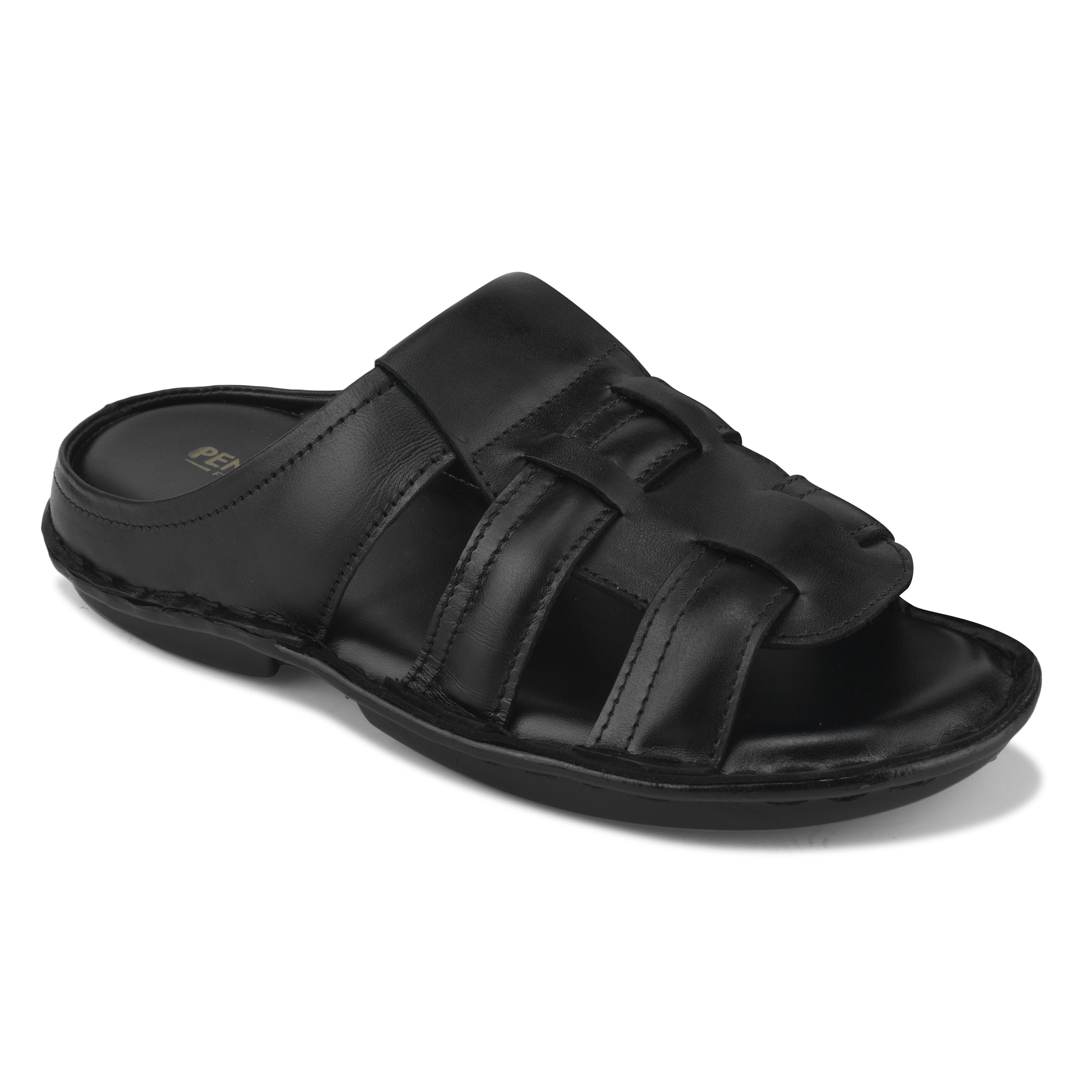 SP01 - Men’s Premium Black Genuine Leather Casual Slippers