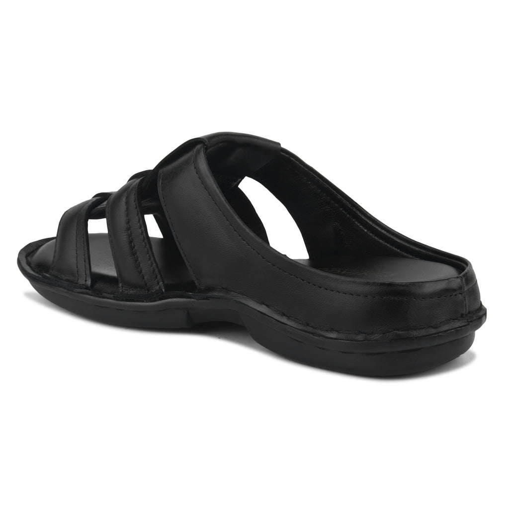 SP01 - Men’s Premium Black Genuine Leather Casual Slippers
