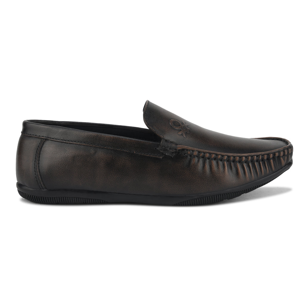 LF02-Men’s Premium Brown Leather Slip-On Loafers