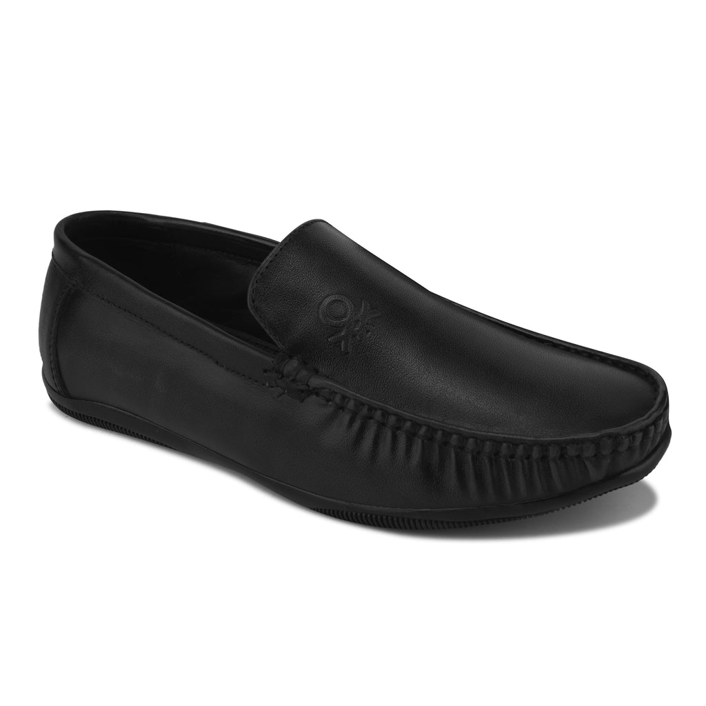 LF02 - Men’s Premium Black Leather Slip-On Loafers