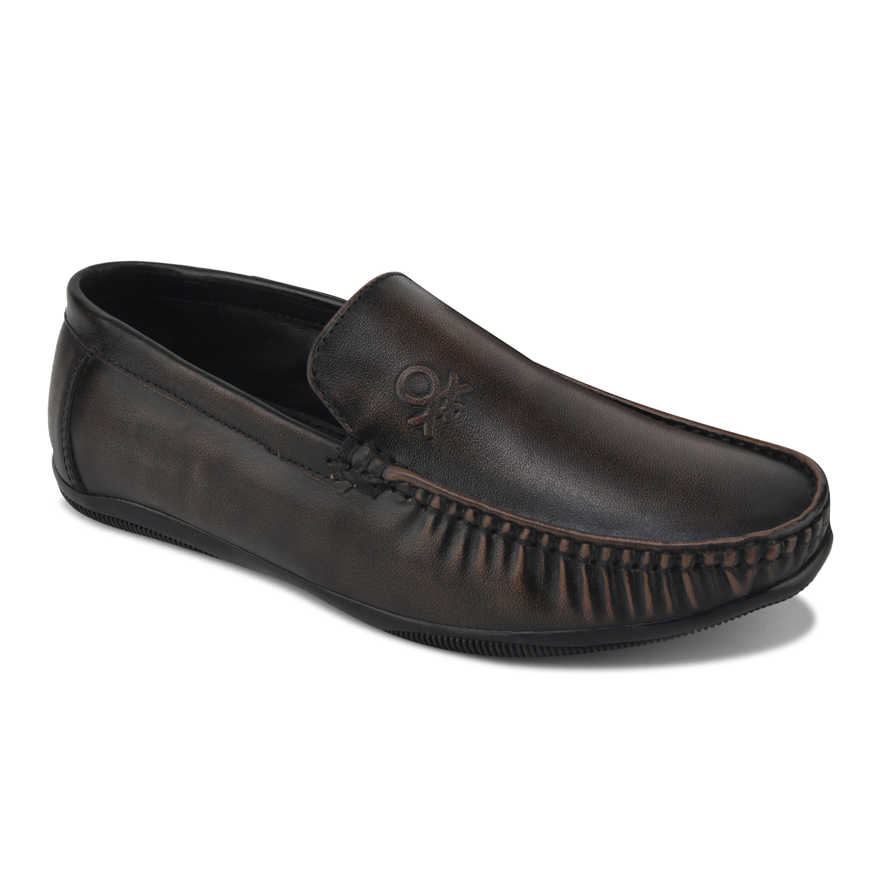 LF02-Men’s Premium Brown Leather Slip-On Loafers