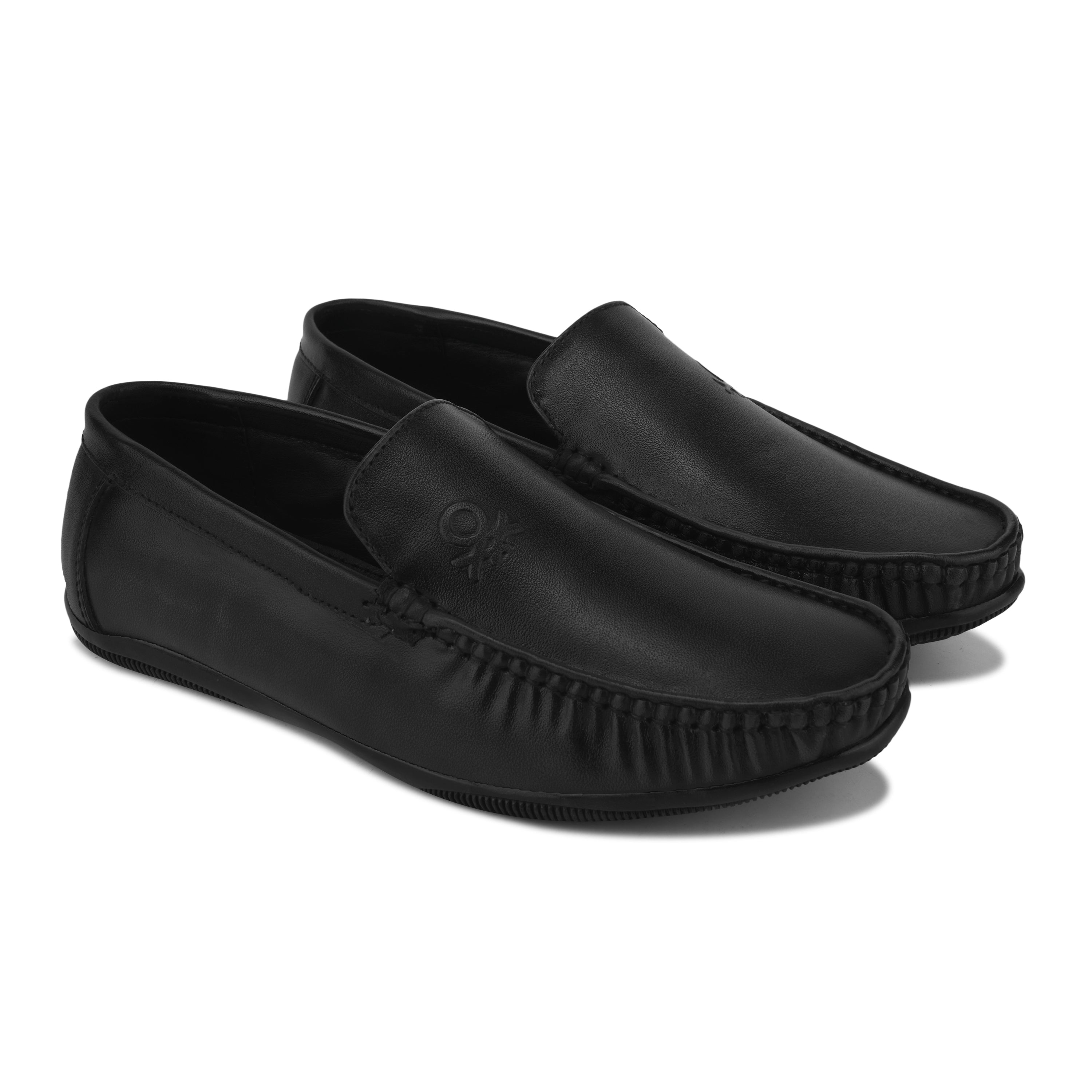 LF02 - Men’s Premium Black Leather Slip-On Loafers