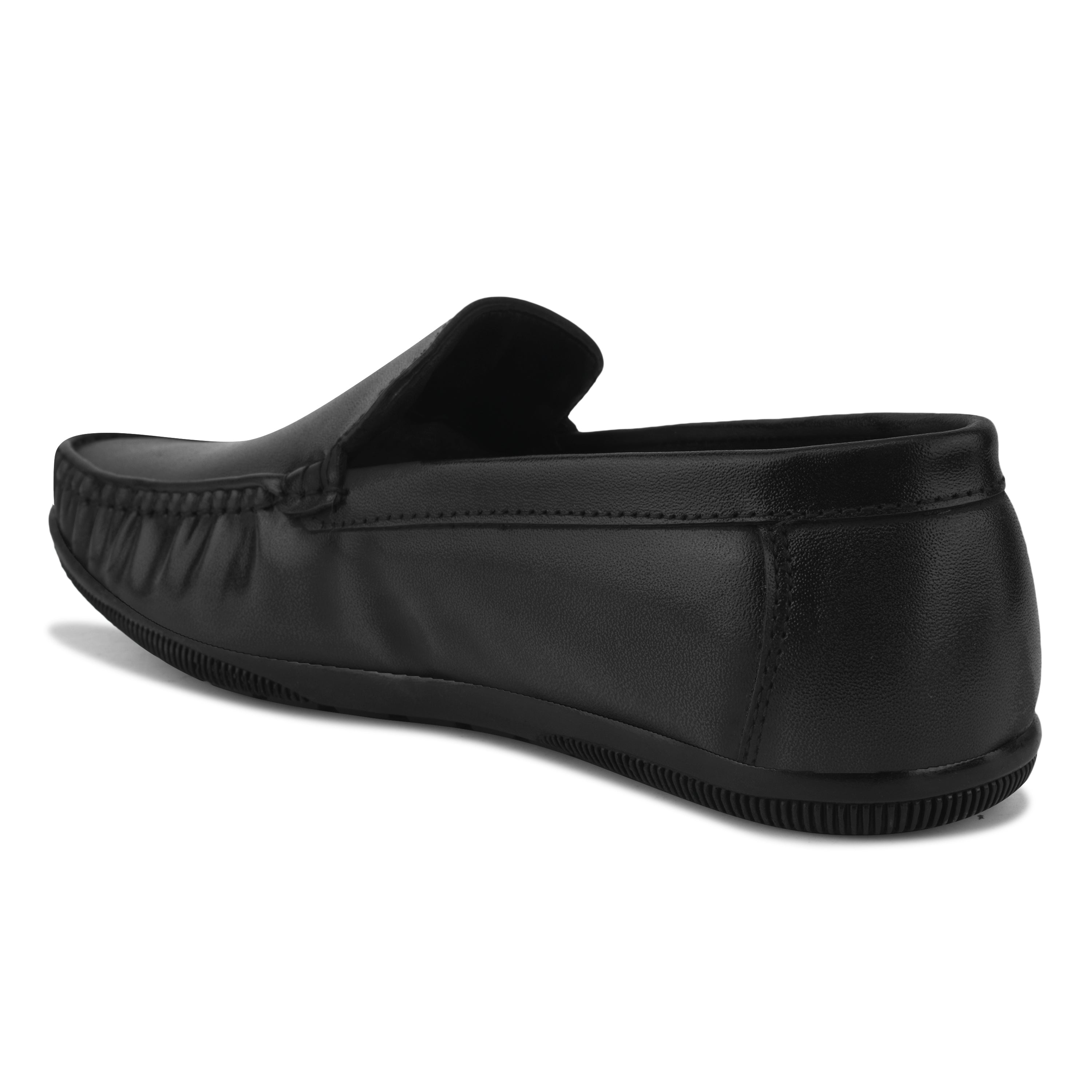 LF02 - Men’s Premium Black Leather Slip-On Loafers