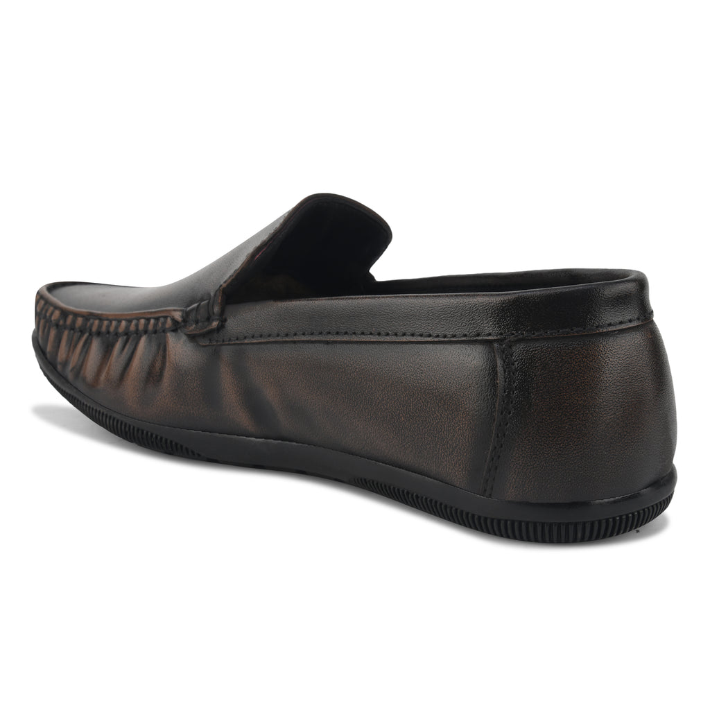 LF02-Men’s Premium Brown Leather Slip-On Loafers