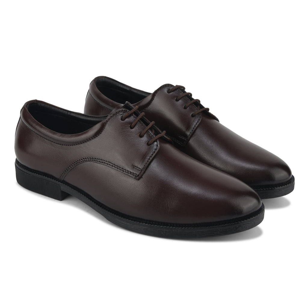 DB01 - Derby Men’s Genuine Leather Formal Shoes – Classic Brown Derby Office & Wedding Wear