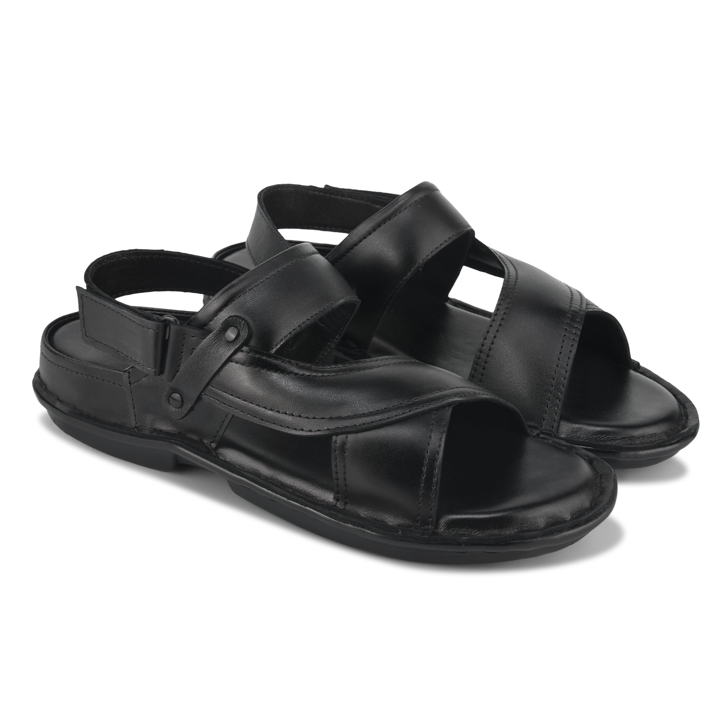 SD02 - Men’s Everyday Leather Sandals – Soft Sole & Adjustable Back Strap