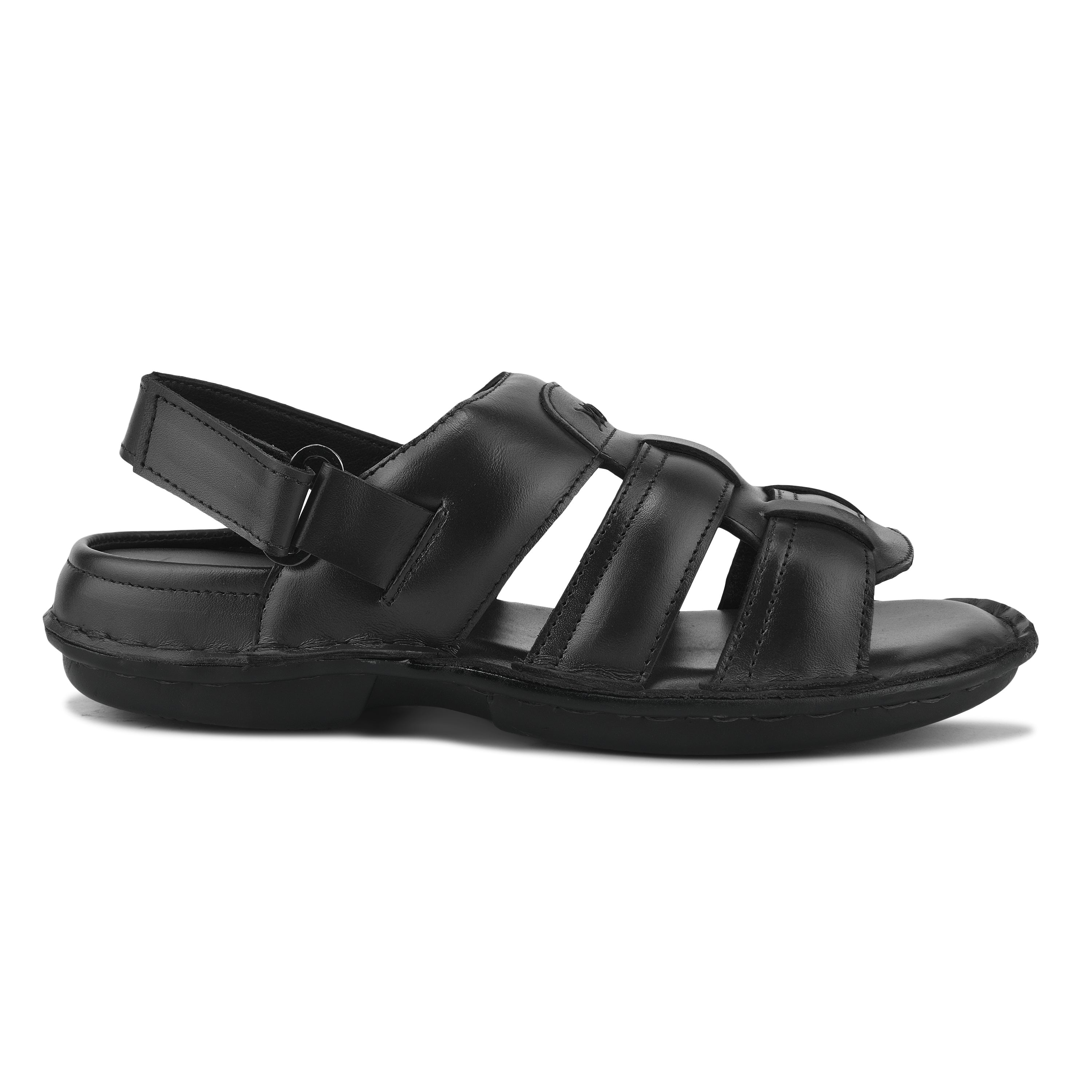 SD01 - Men’s Black Premium Leather Comfort Backstrap Sandals