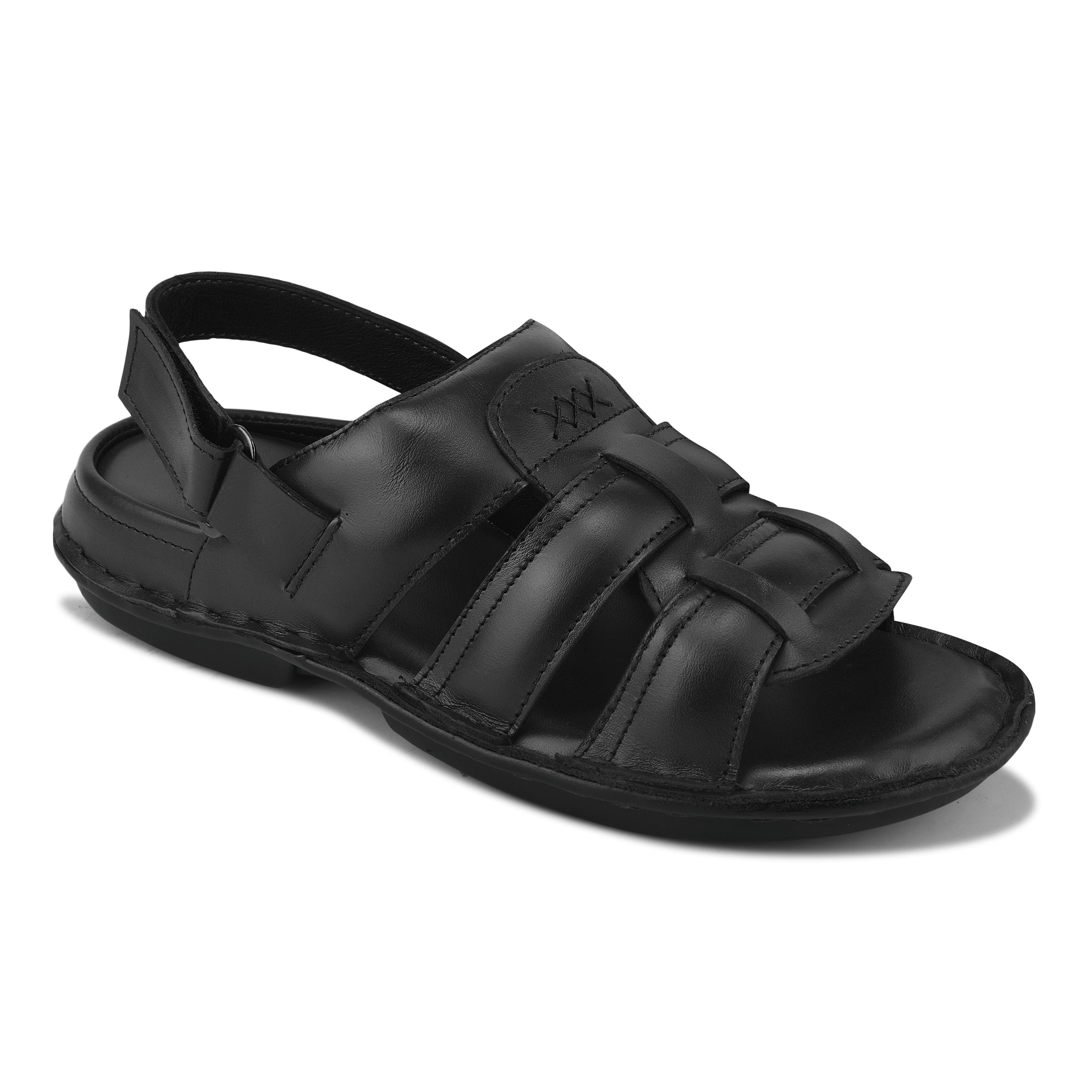 SD01 - Men’s Black Premium Leather Comfort Backstrap Sandals