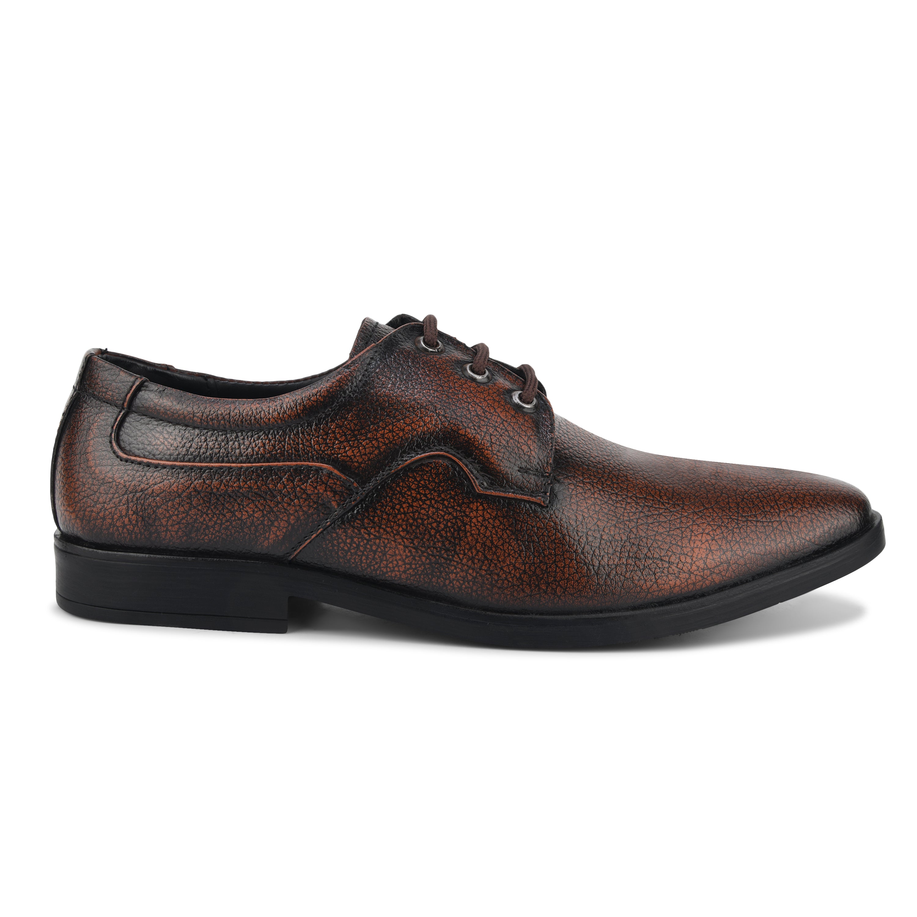 DB03 - Men’s Brown Leather Lace-Up Derby Shoes – Elegant Formal Dress Shoes for Office, Work, Wedding