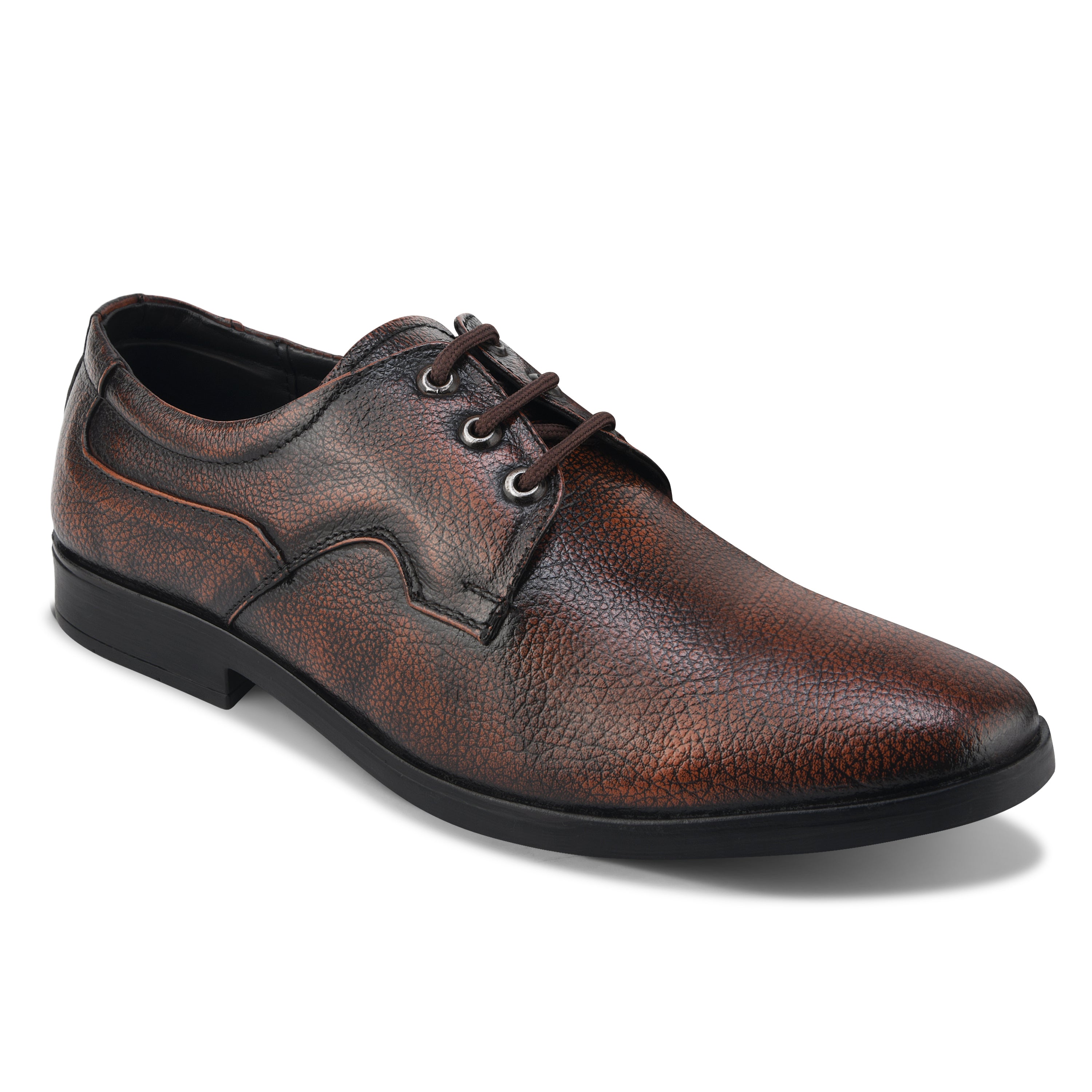 DB03 - Men’s Brown Leather Lace-Up Derby Shoes – Elegant Formal Dress Shoes for Office, Work, Wedding