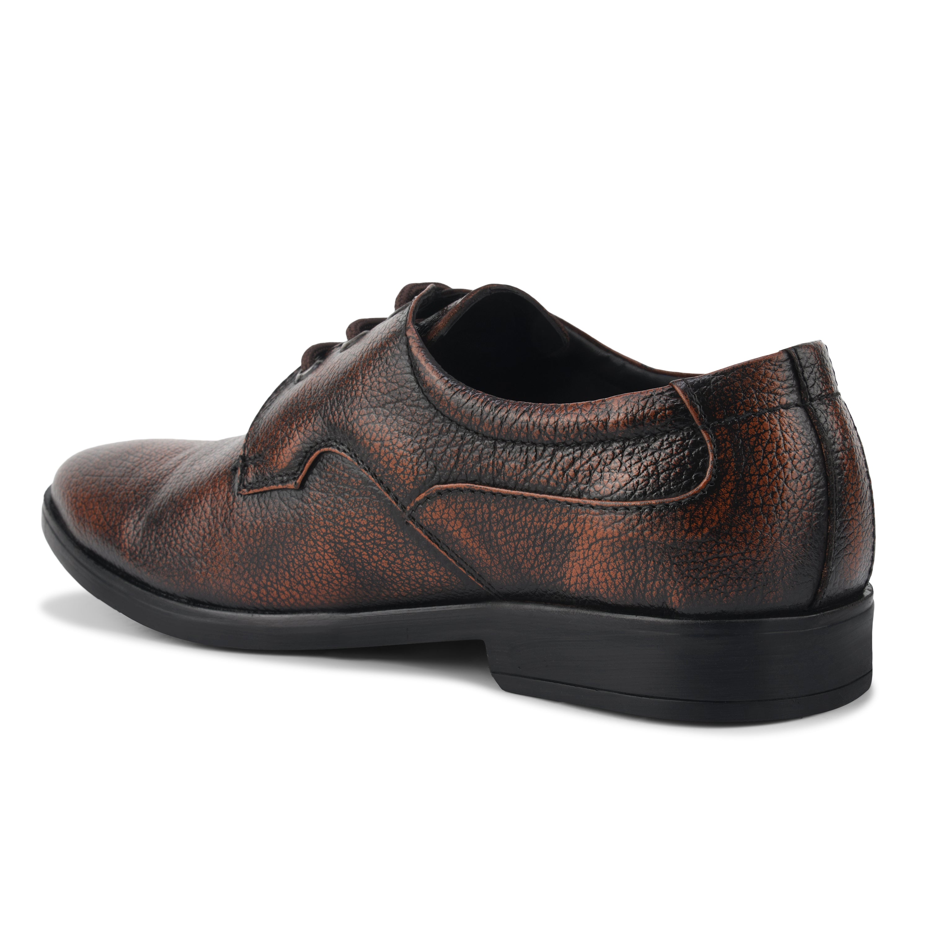 DB03 - Men’s Brown Leather Lace-Up Derby Shoes – Elegant Formal Dress Shoes for Office, Work, Wedding