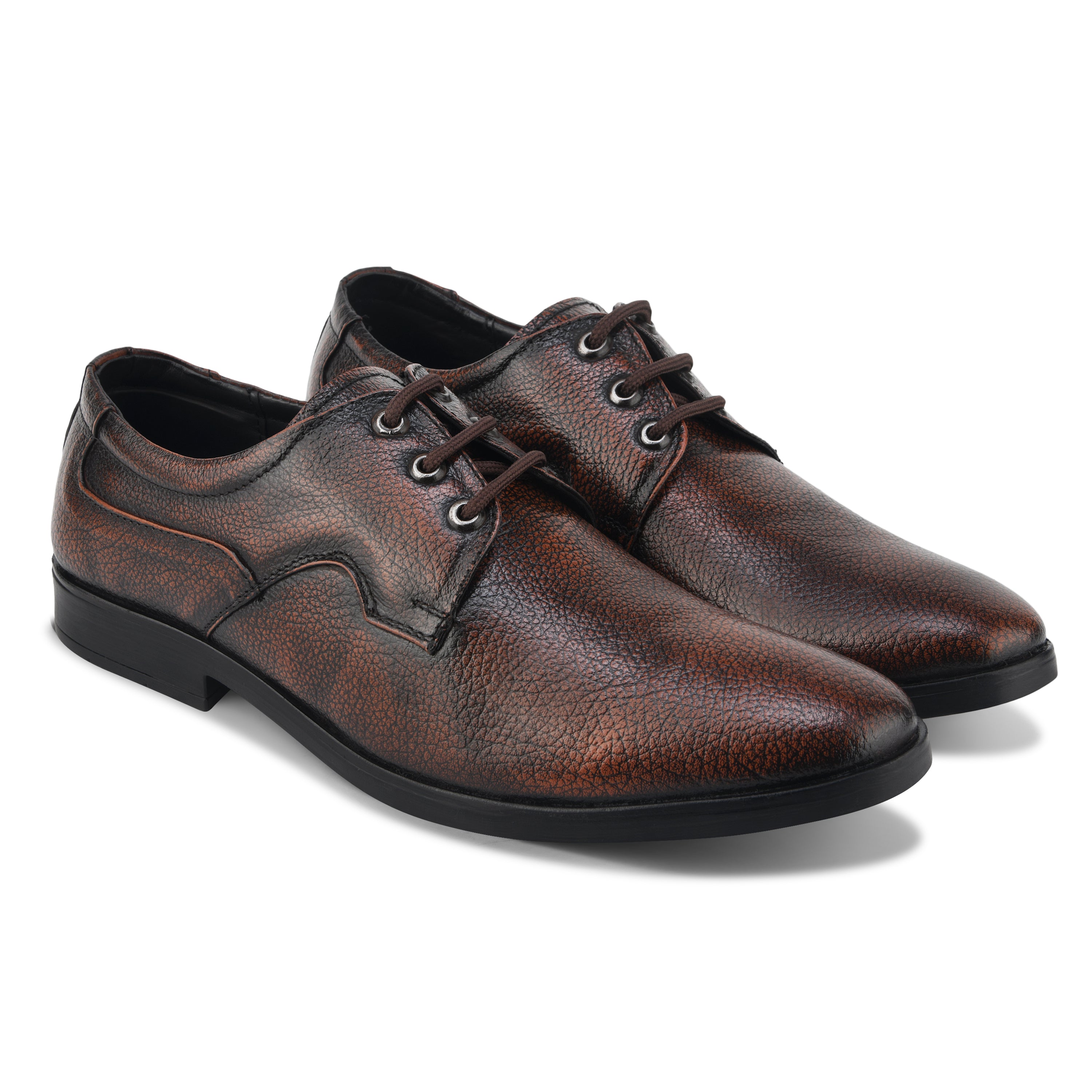 DB03 - Men’s Brown Leather Lace-Up Derby Shoes – Elegant Formal Dress Shoes for Office, Work, Wedding