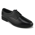 DB02 - Men's Formal Derby Shoes, Black Genuine Leather with Textured Detail, Lace-Up Dress Shoes | Genuine Leather