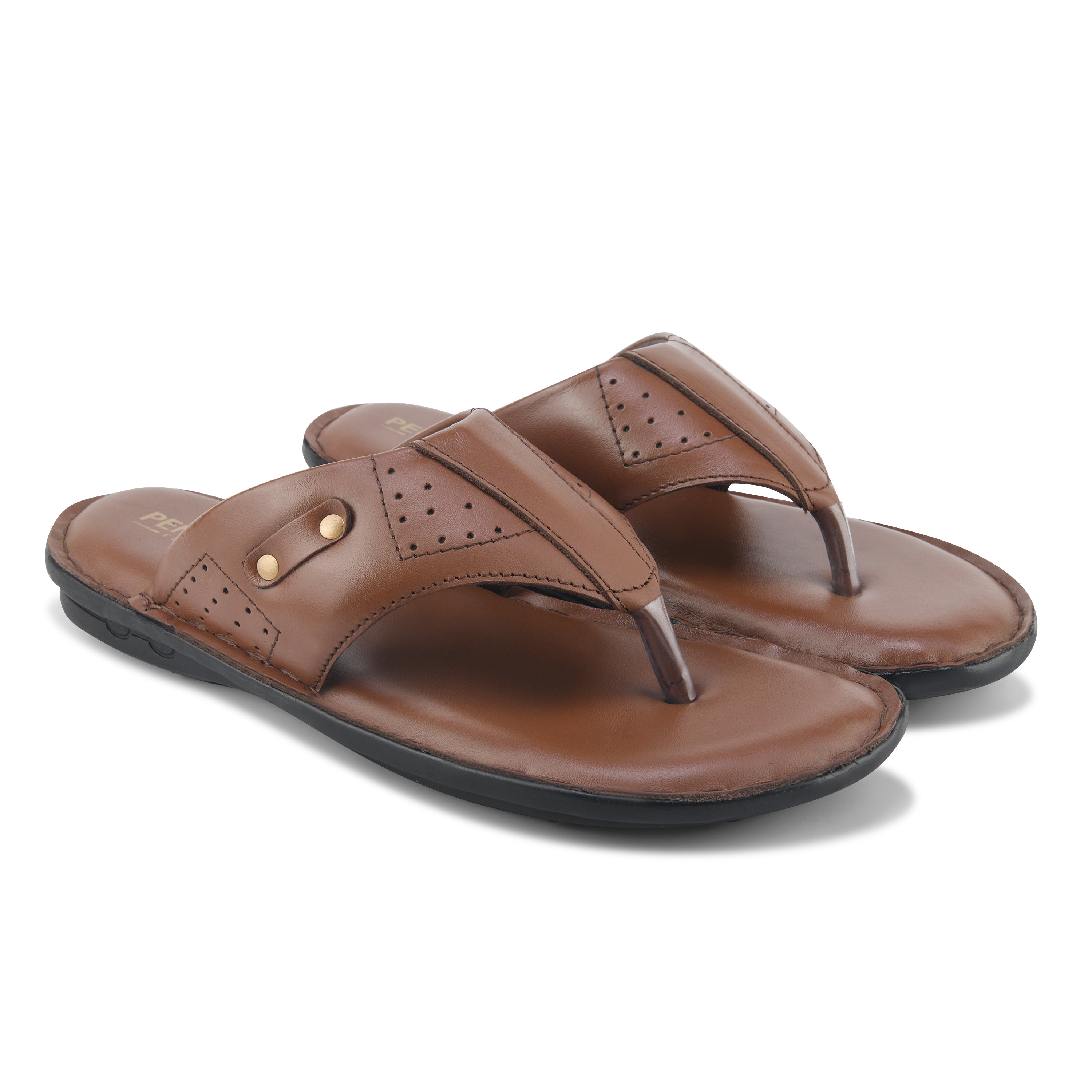 SP02 - Men’s Premium Brown Leather Toe-Post Slippers