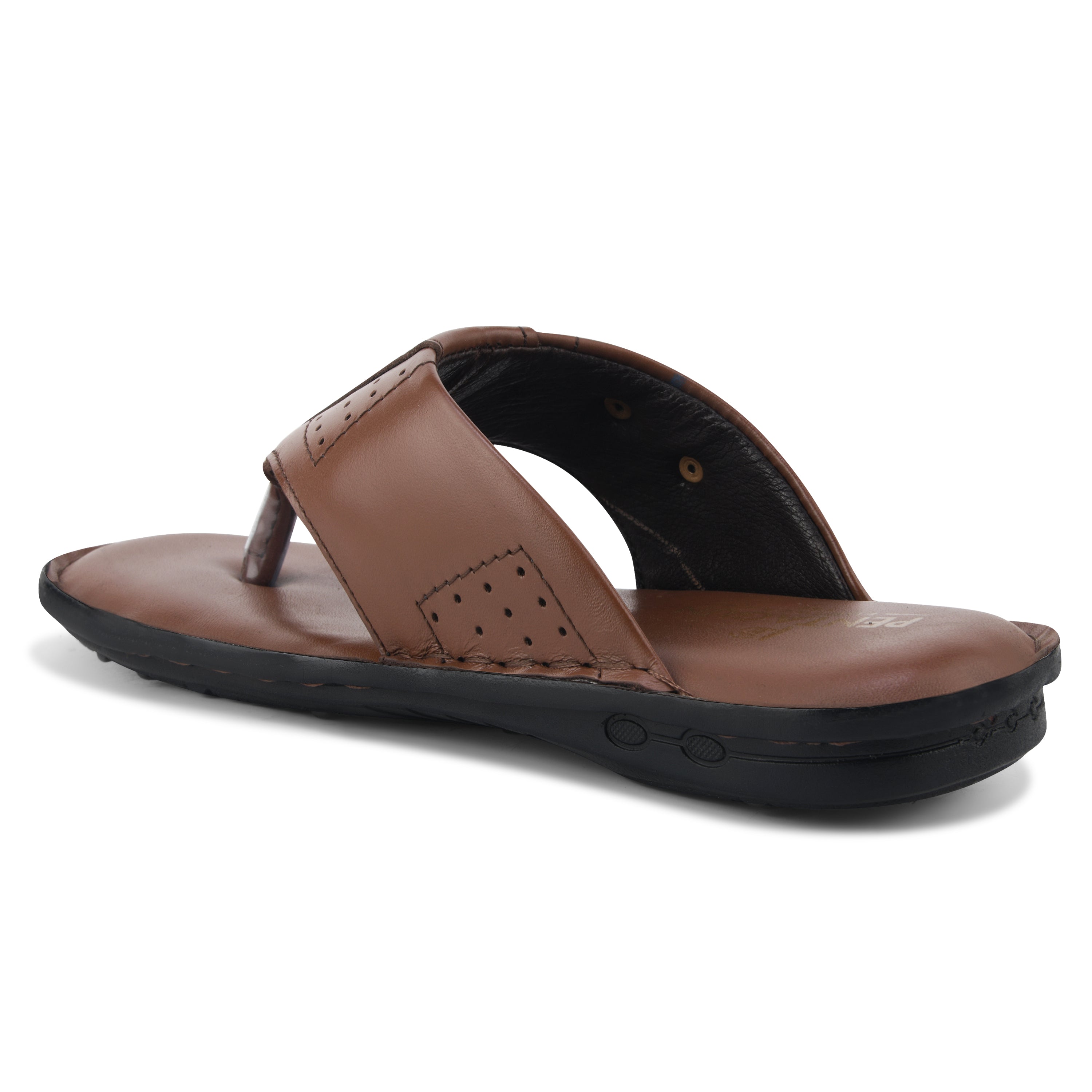 SP02 - Men’s Premium Brown Leather Toe-Post Slippers