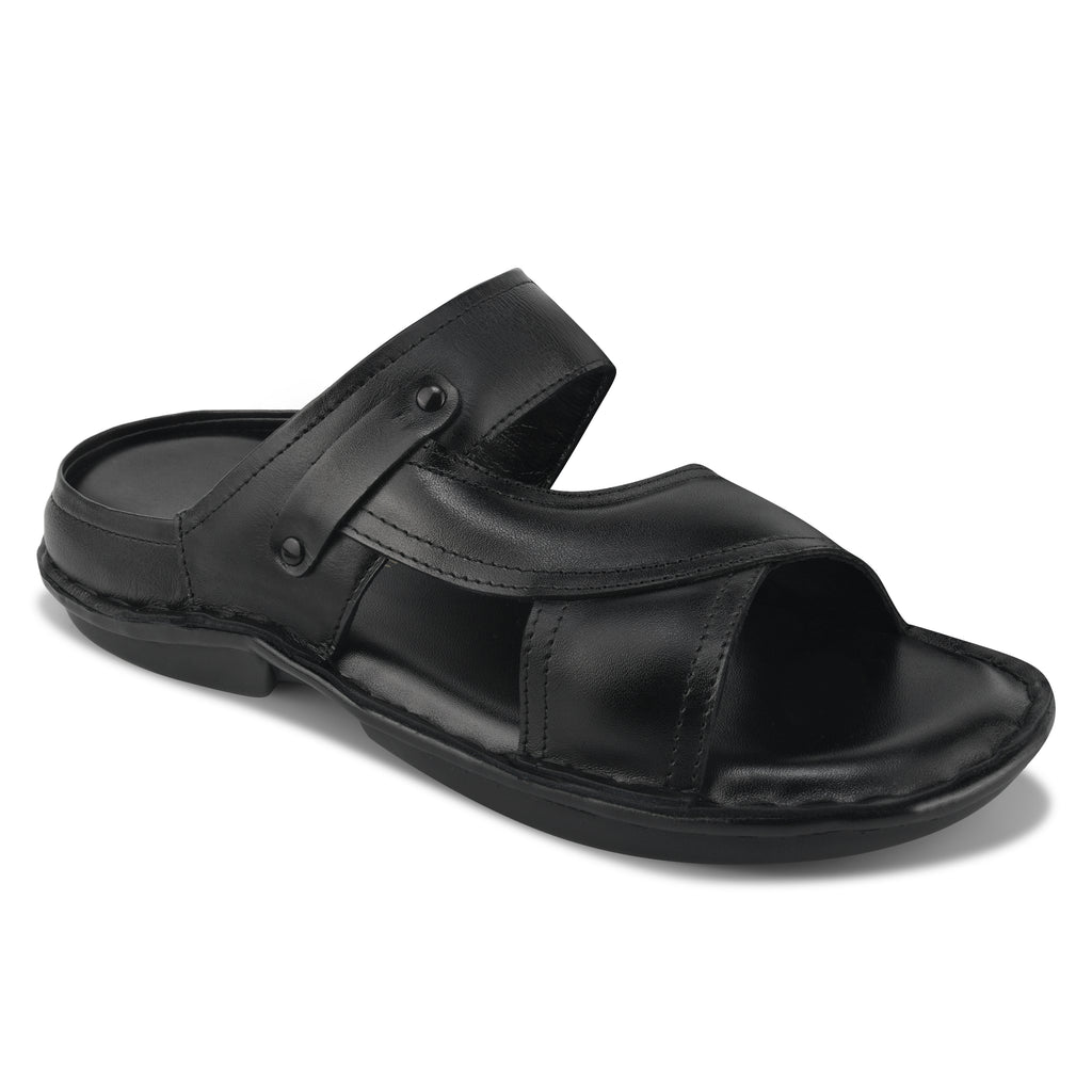 SP03 - Men’s Black Leather Everyday Comfort Slippers