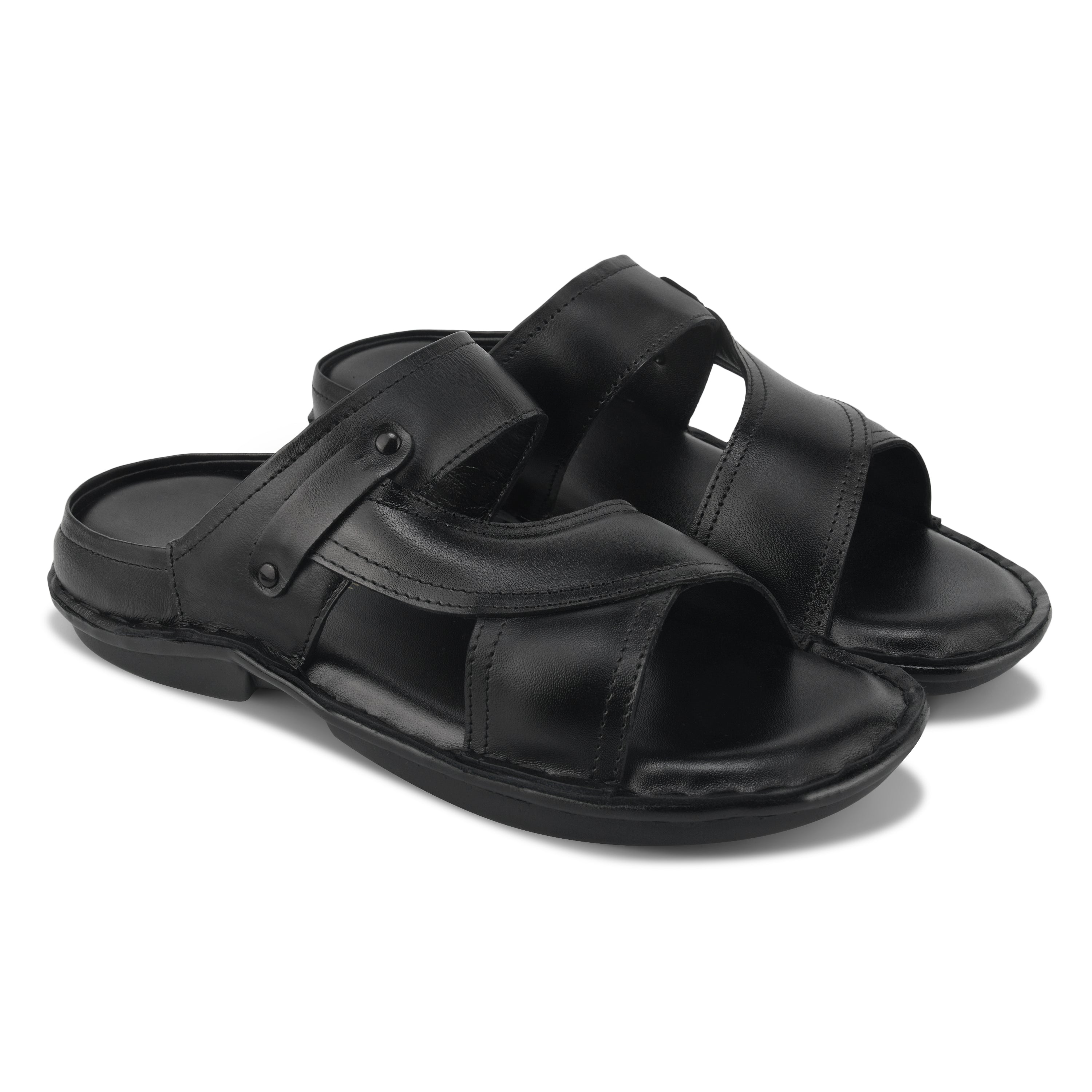SP03 - Men’s Black Leather Everyday Comfort Slippers