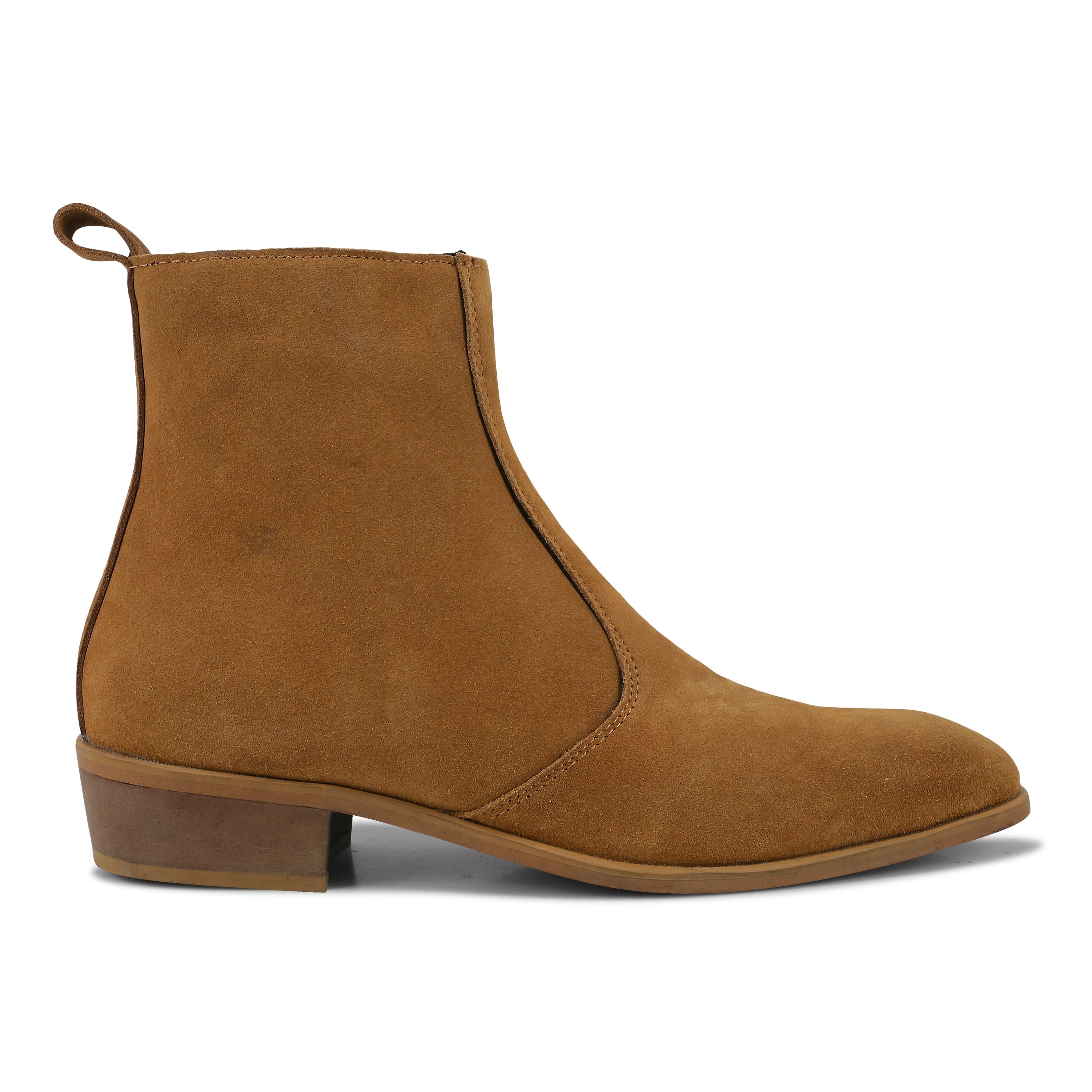 CL02 - Men’s Premium Tan Suede Chelsea Ankle Boots with Zip Closure - Sleek & Comfortable
