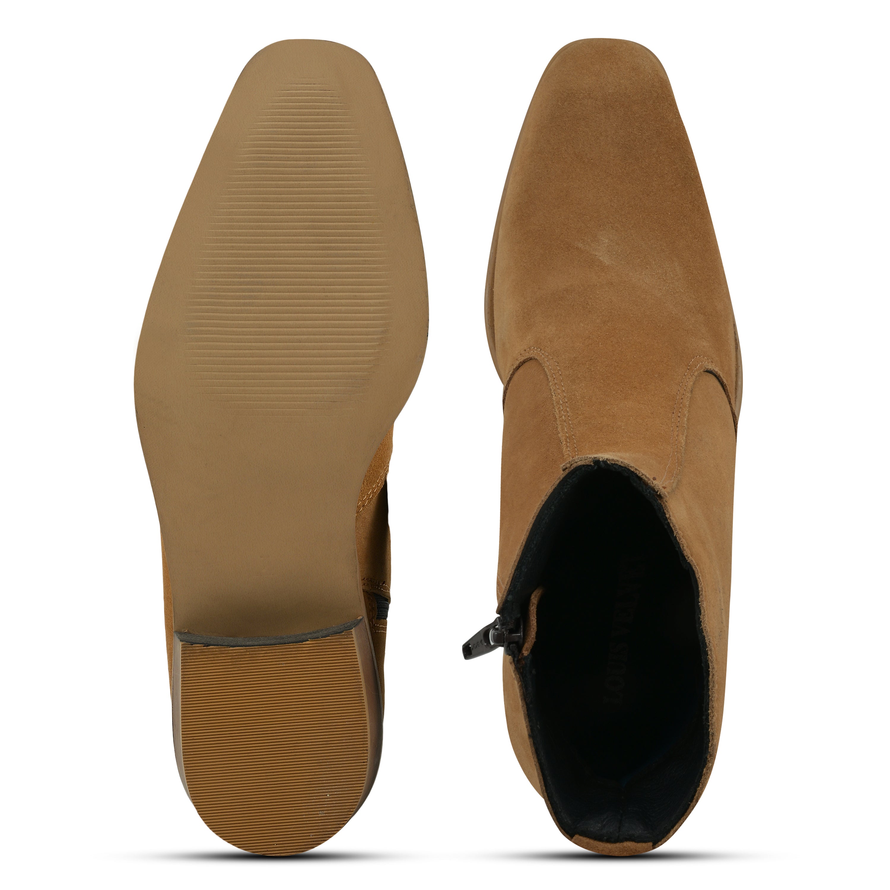 CL02 - Men’s Premium Tan Suede Chelsea Ankle Boots with Zip Closure - Sleek & Comfortable